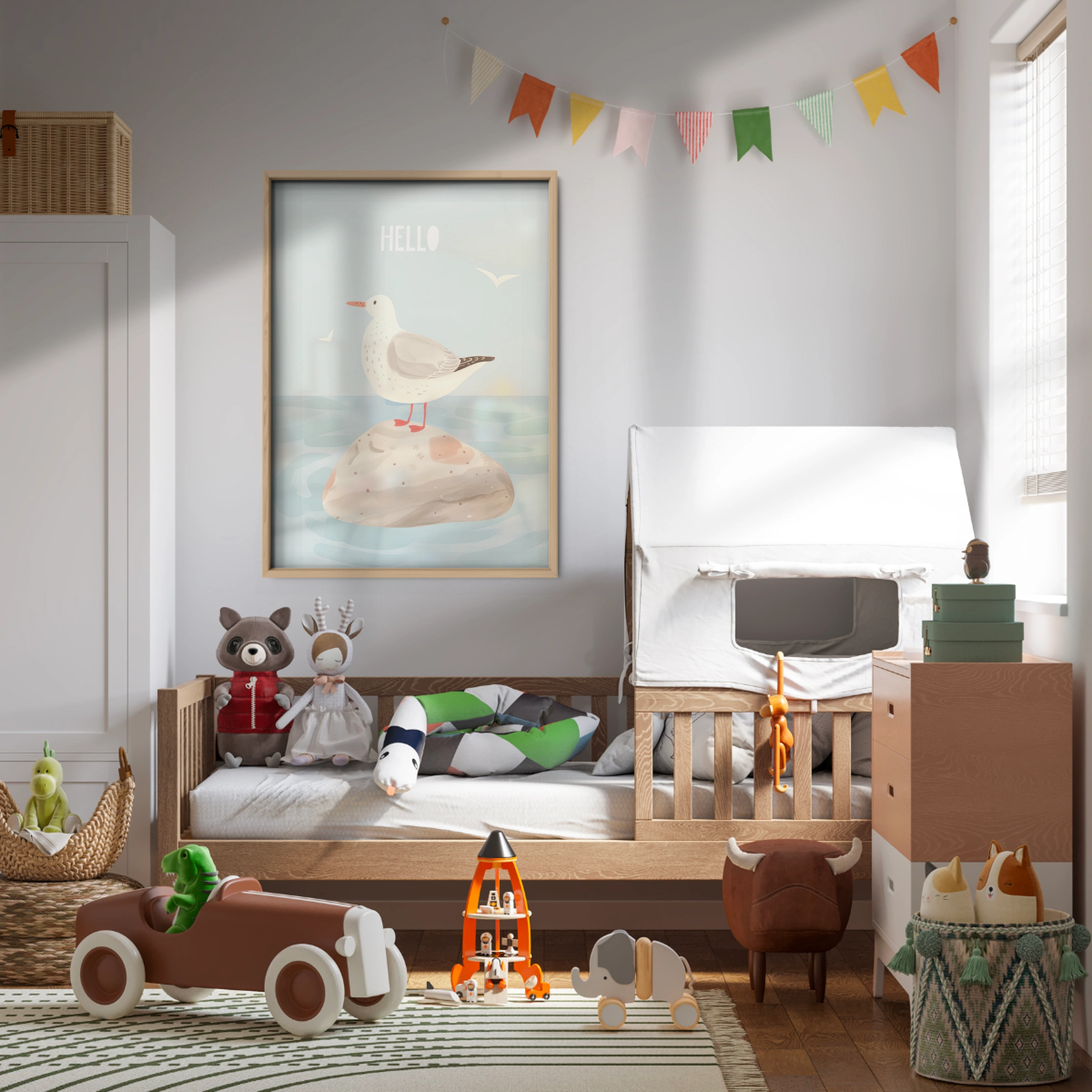 Coastal Seagull Nursery Print