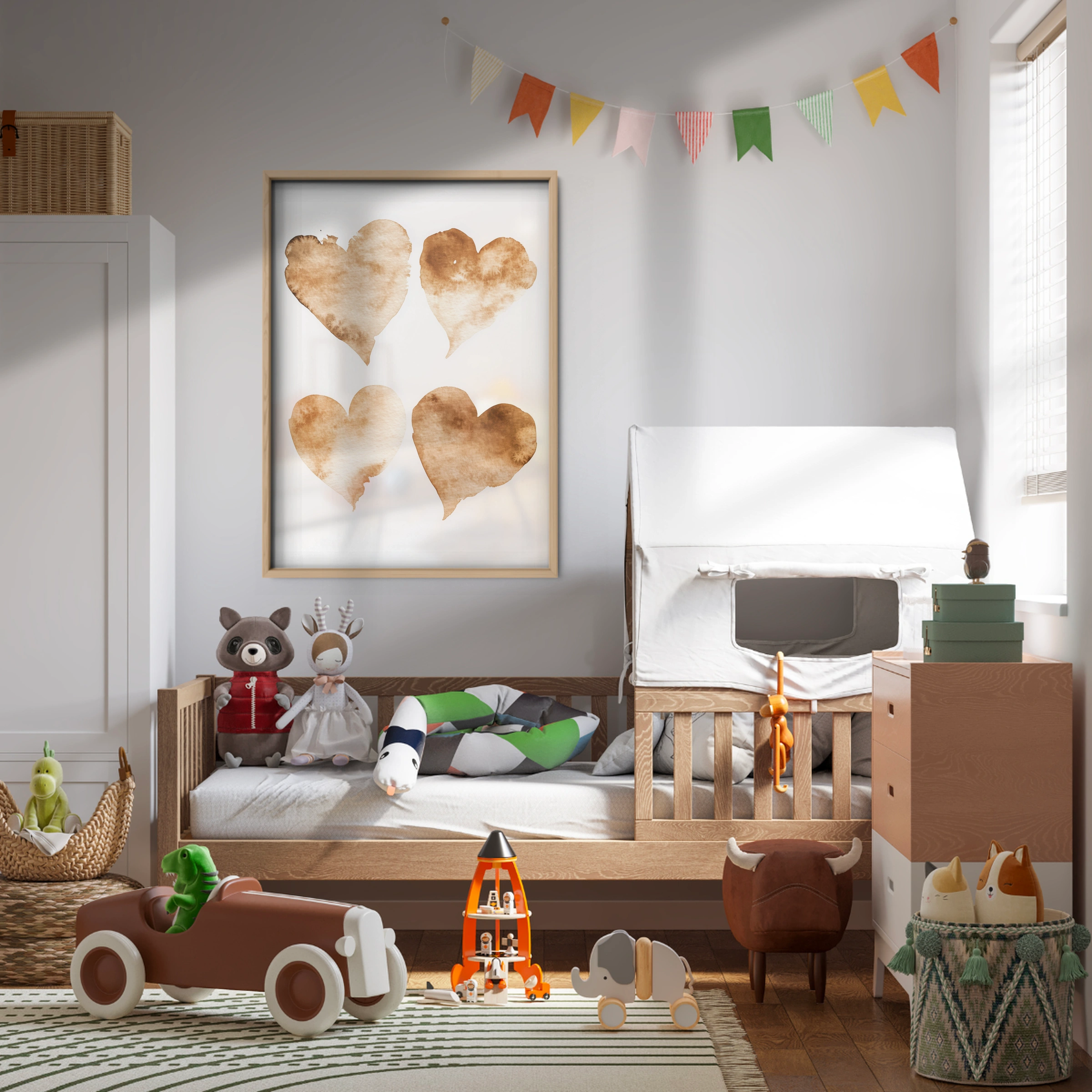Coffee Hearts Nursery Print