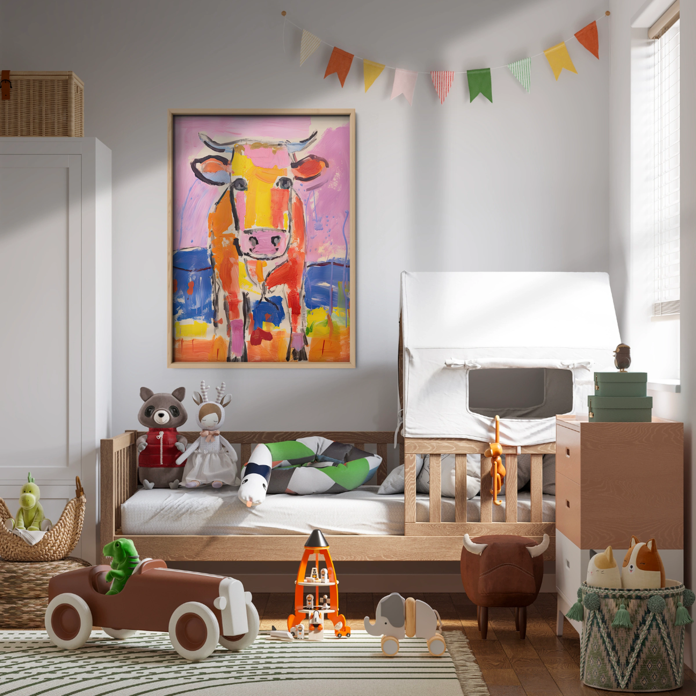 Colourful Cow Nursery Print