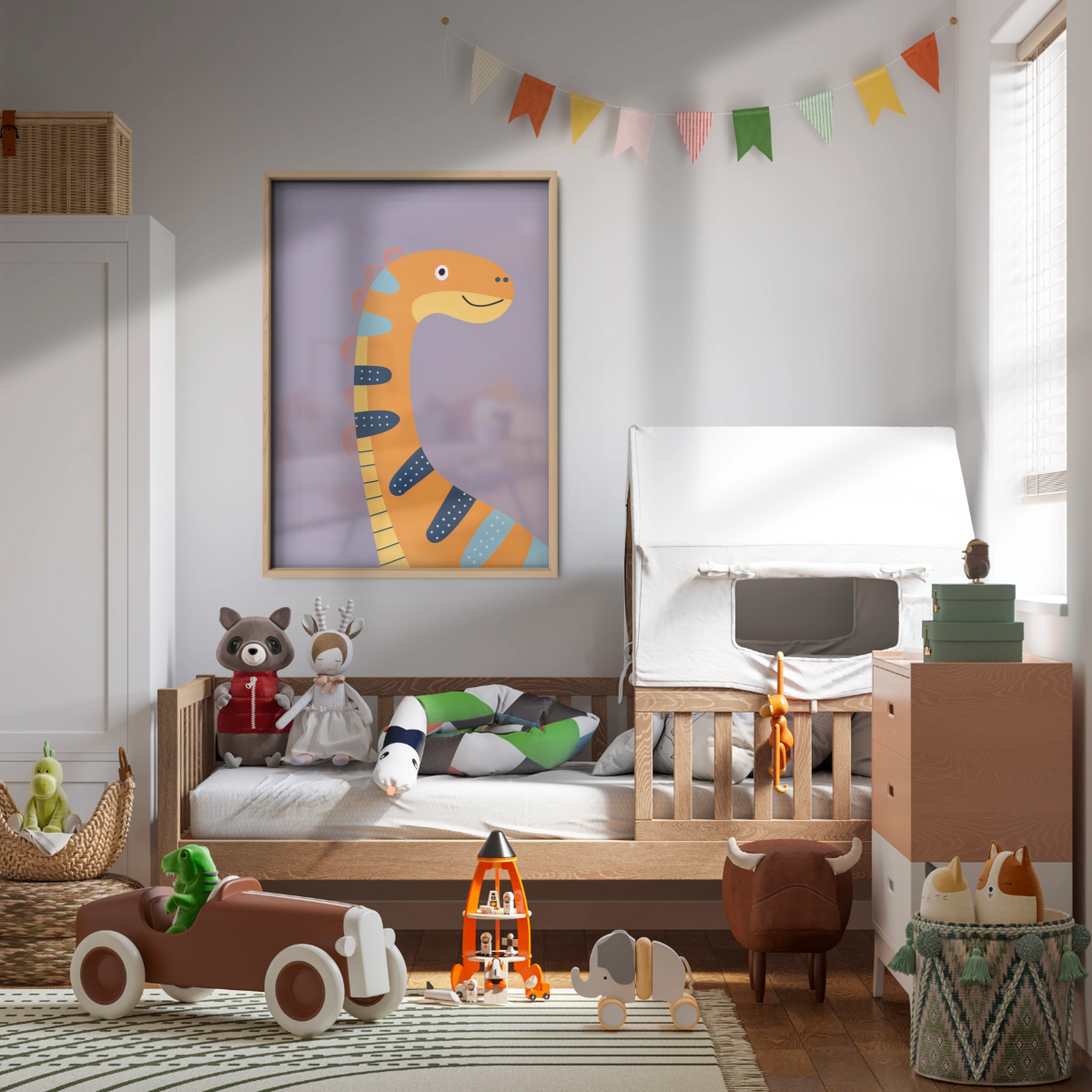 Colourful Dinosaur Nursery Print
