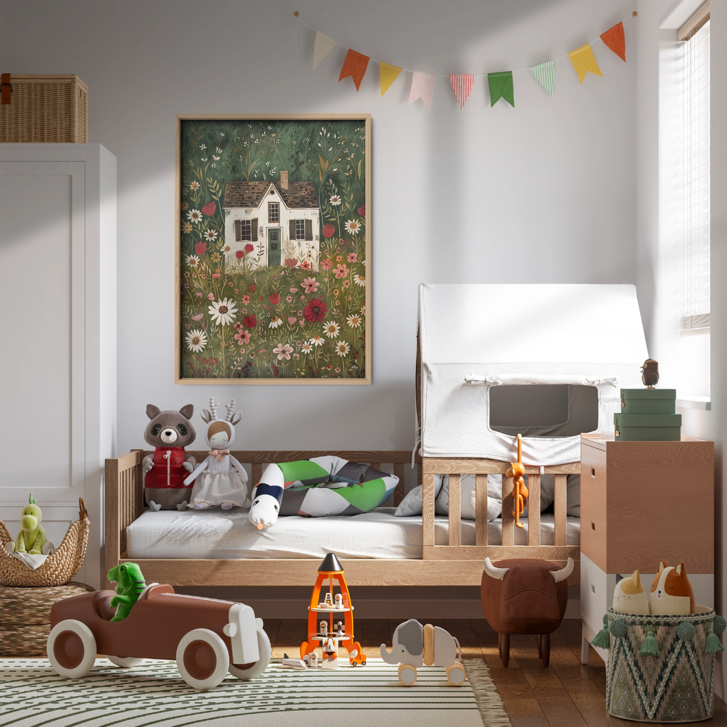 Cottage in Bloom Nursery Print