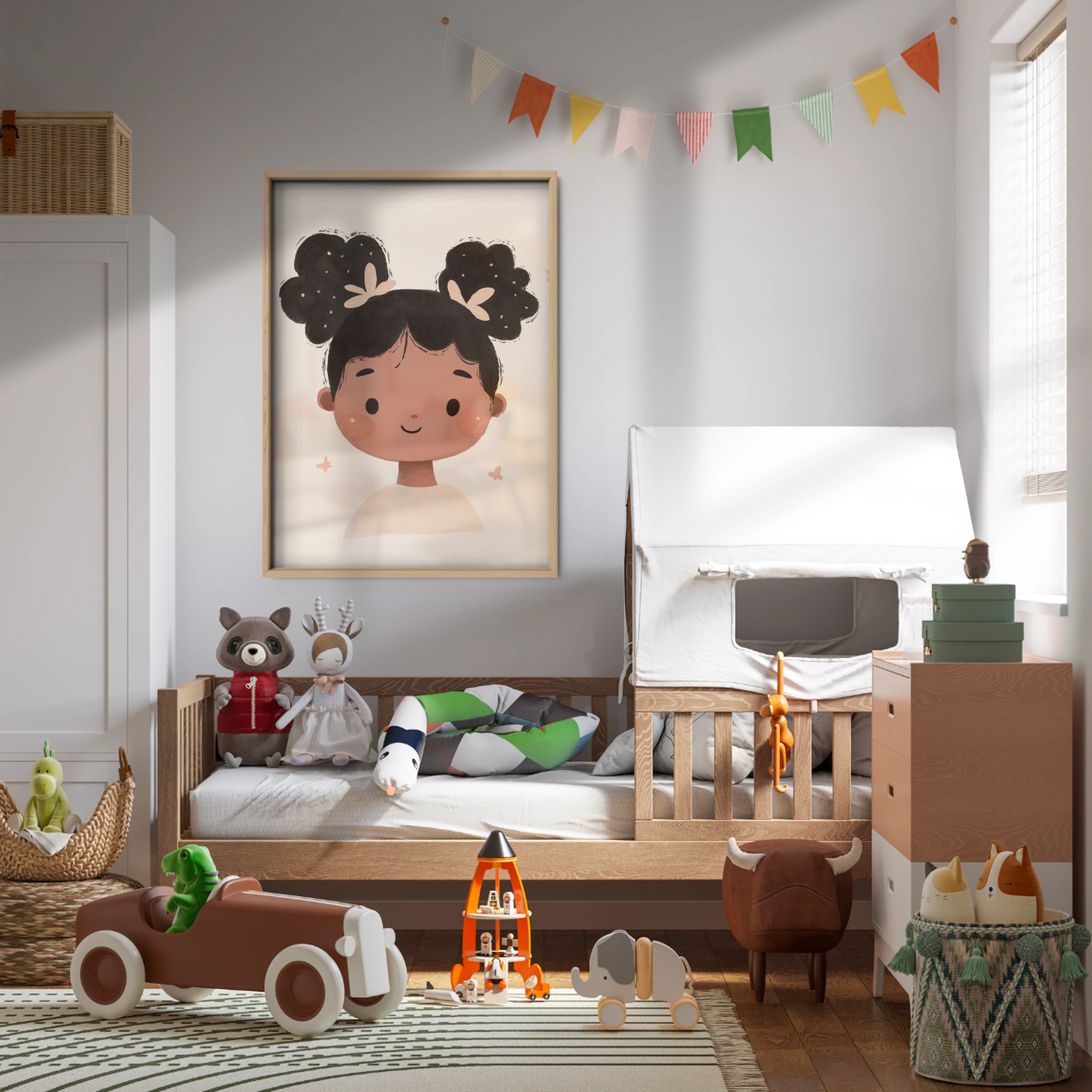 Curly Hair Girl Nursery Print