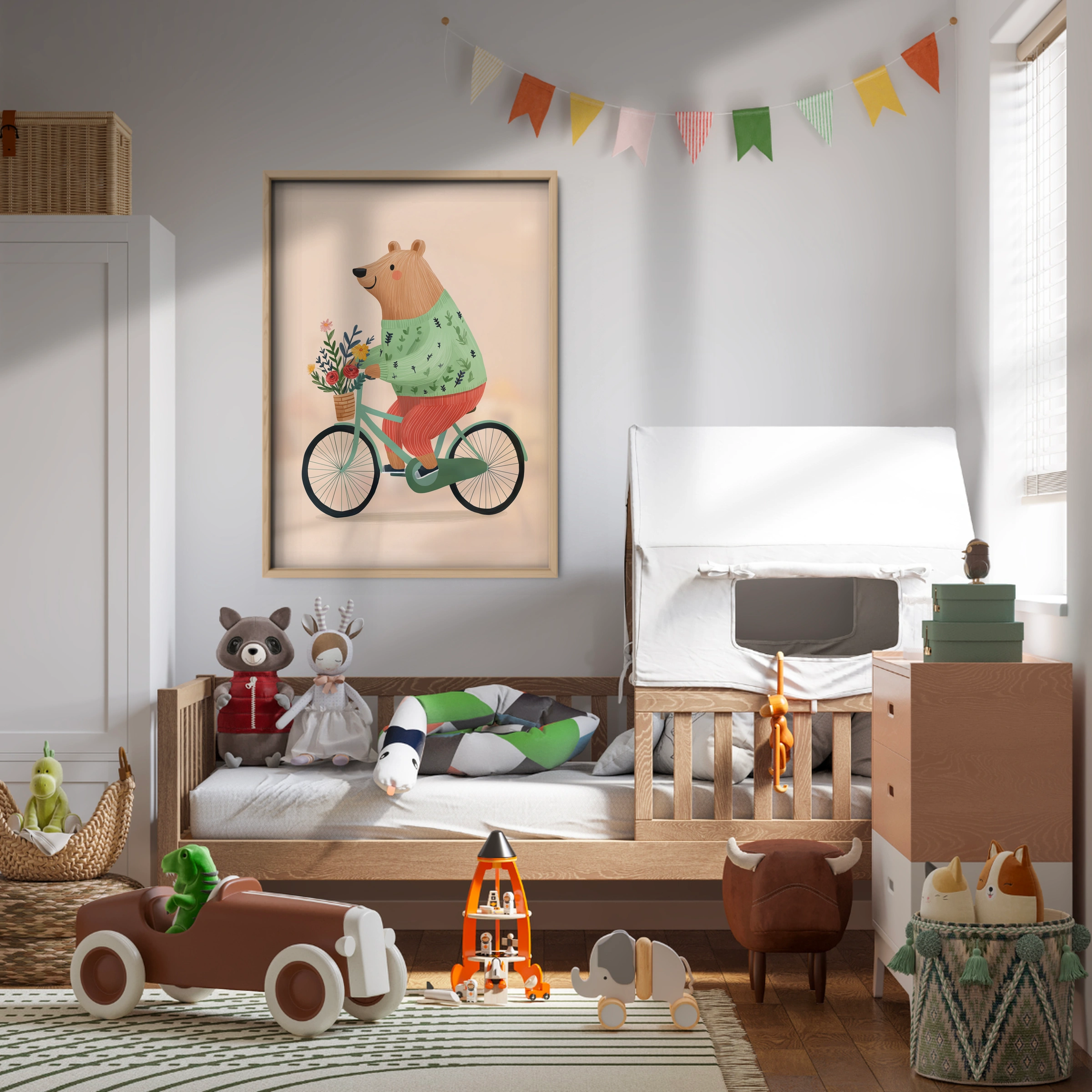 Cycling Bear Nursery Print