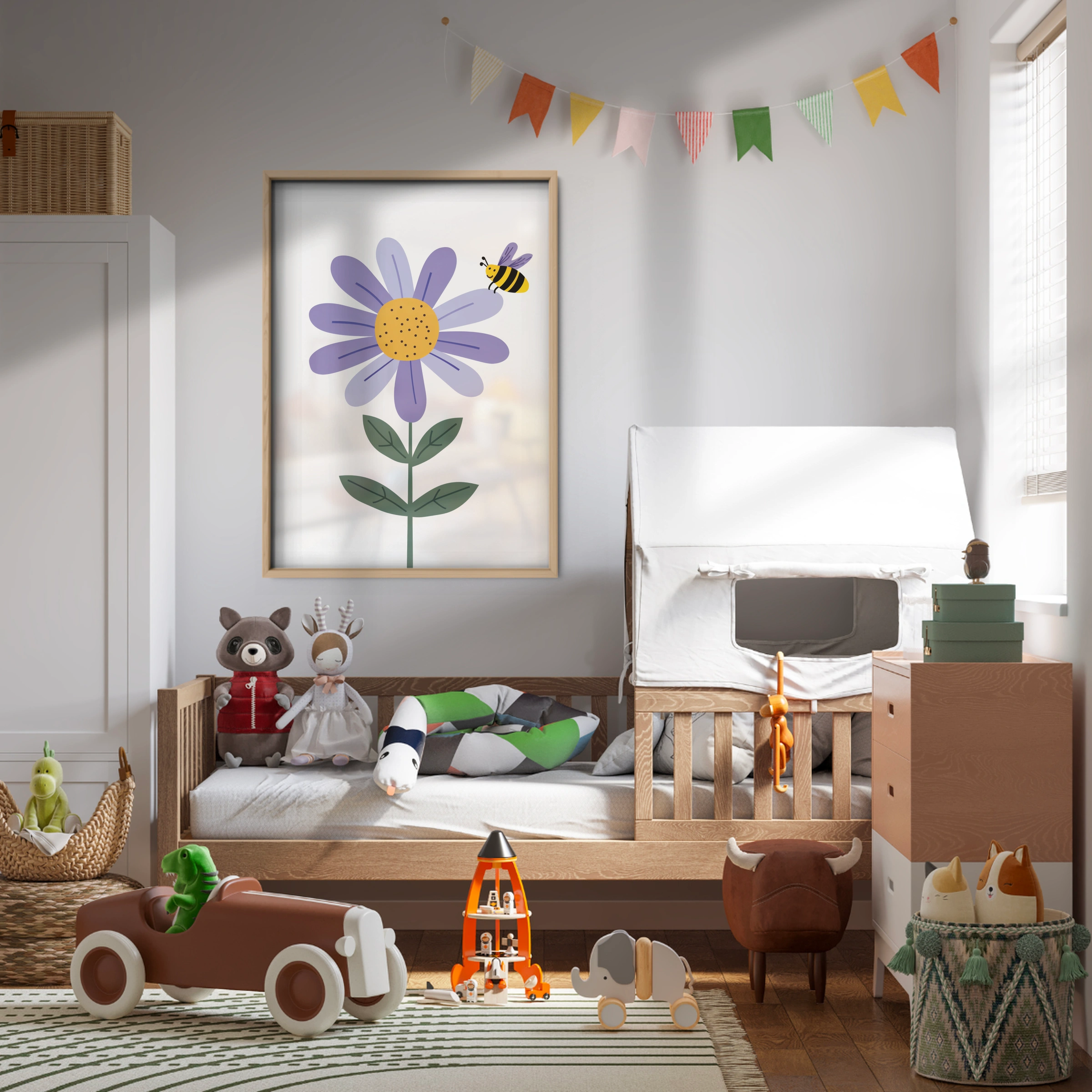 Daisy and a Bee Nursery Print