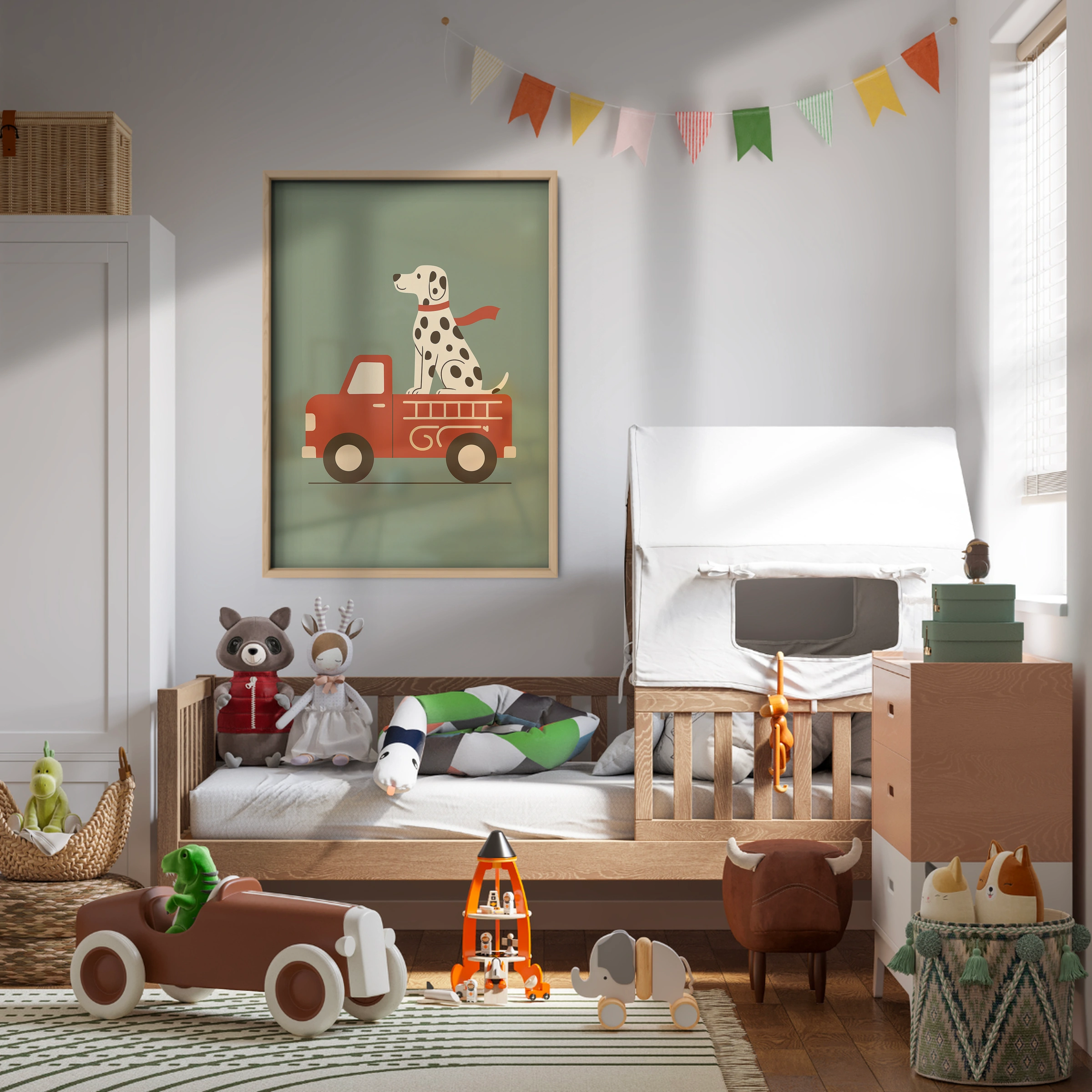 Dalmatian Fire Truck Nursery Print