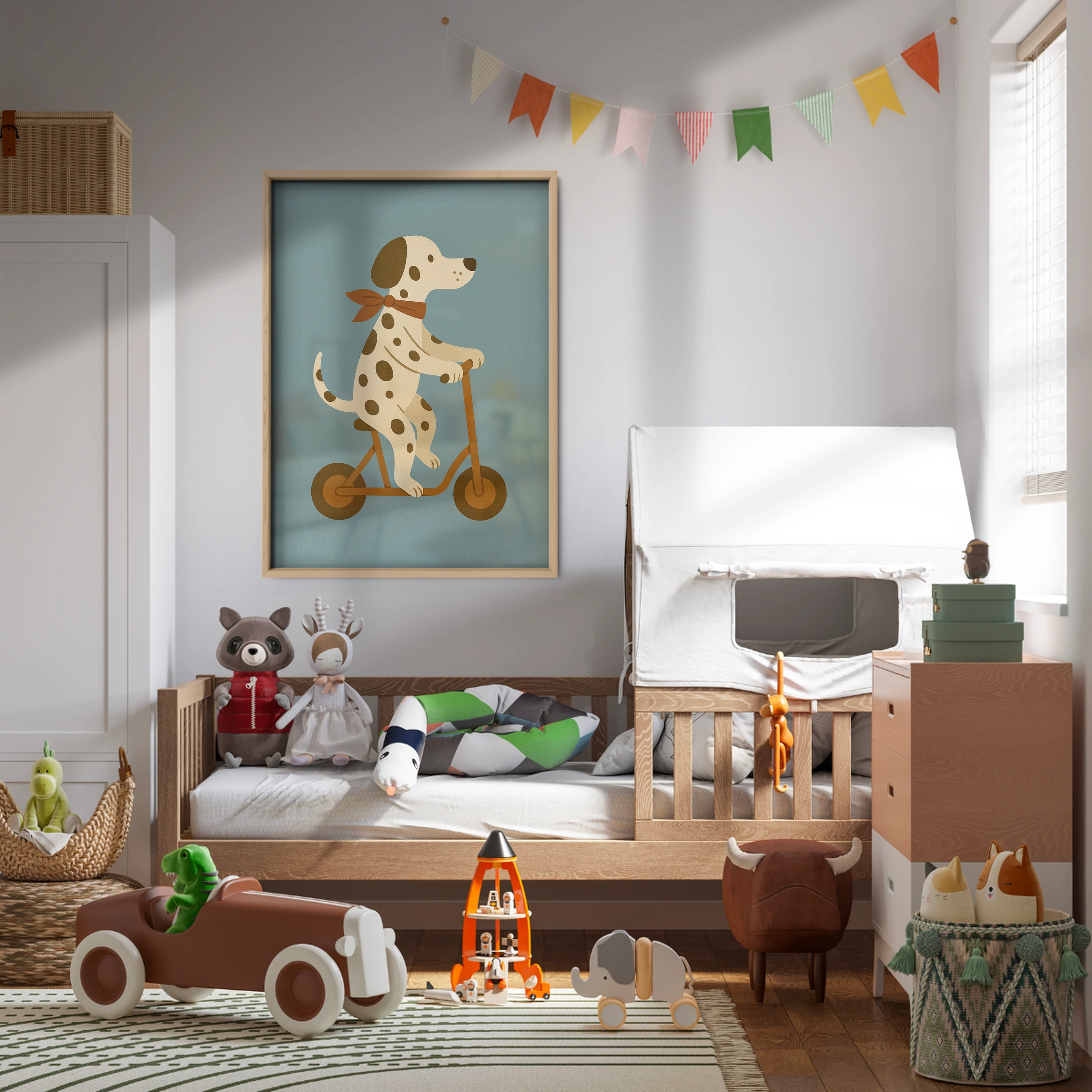 Dalmatian on a Scooter Nursery Print