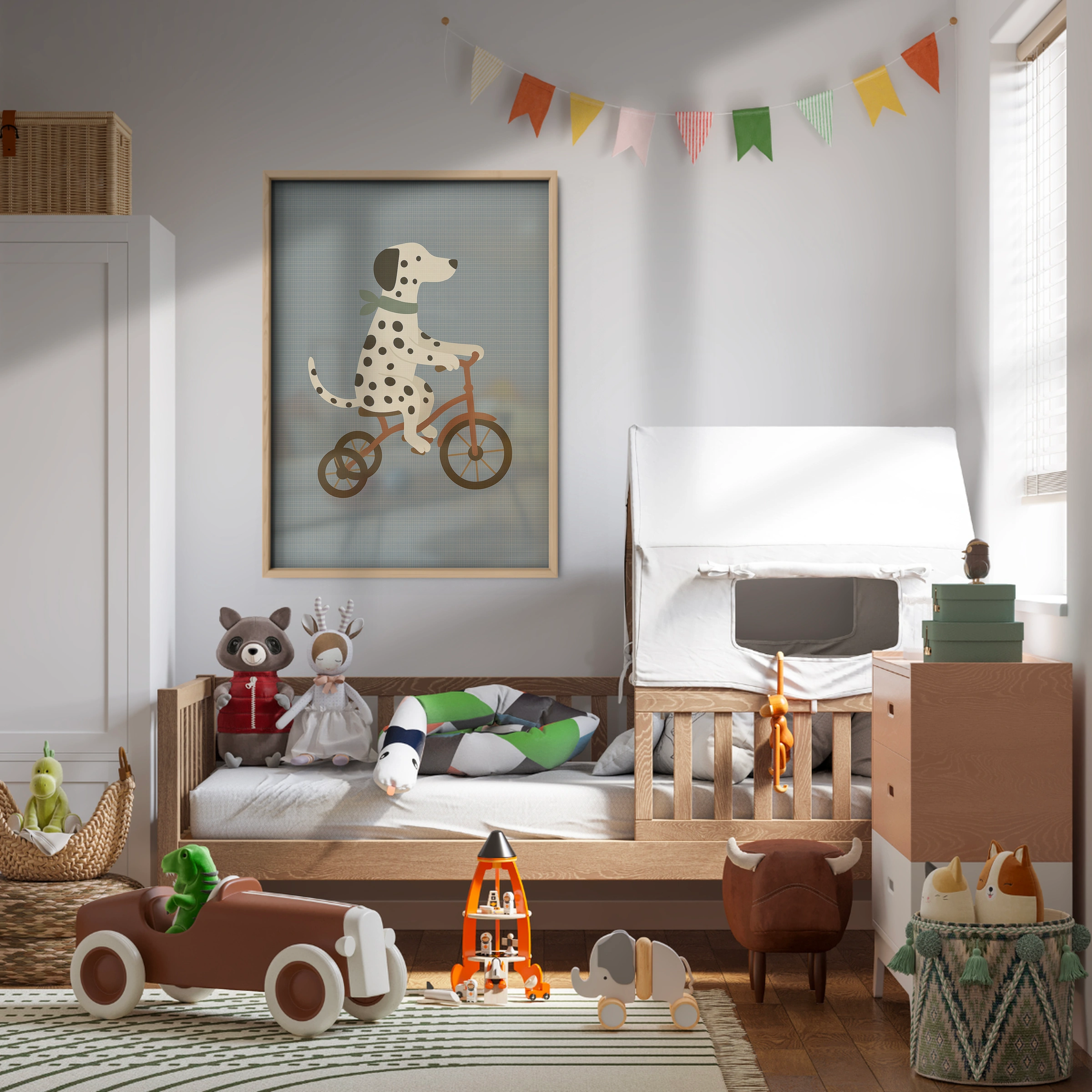 Dalmatian on a Tricycle Nursery Print