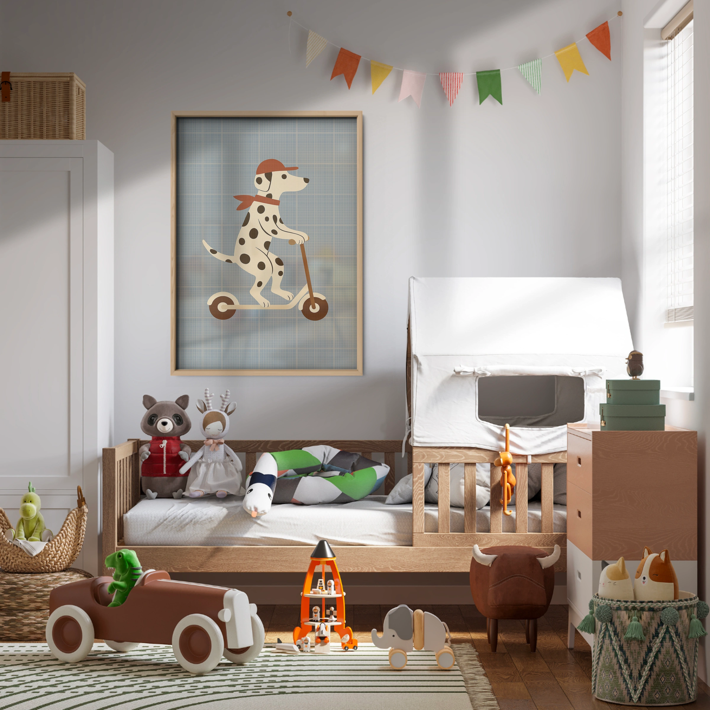 Dalmatian Scooter Ride Nursery Print