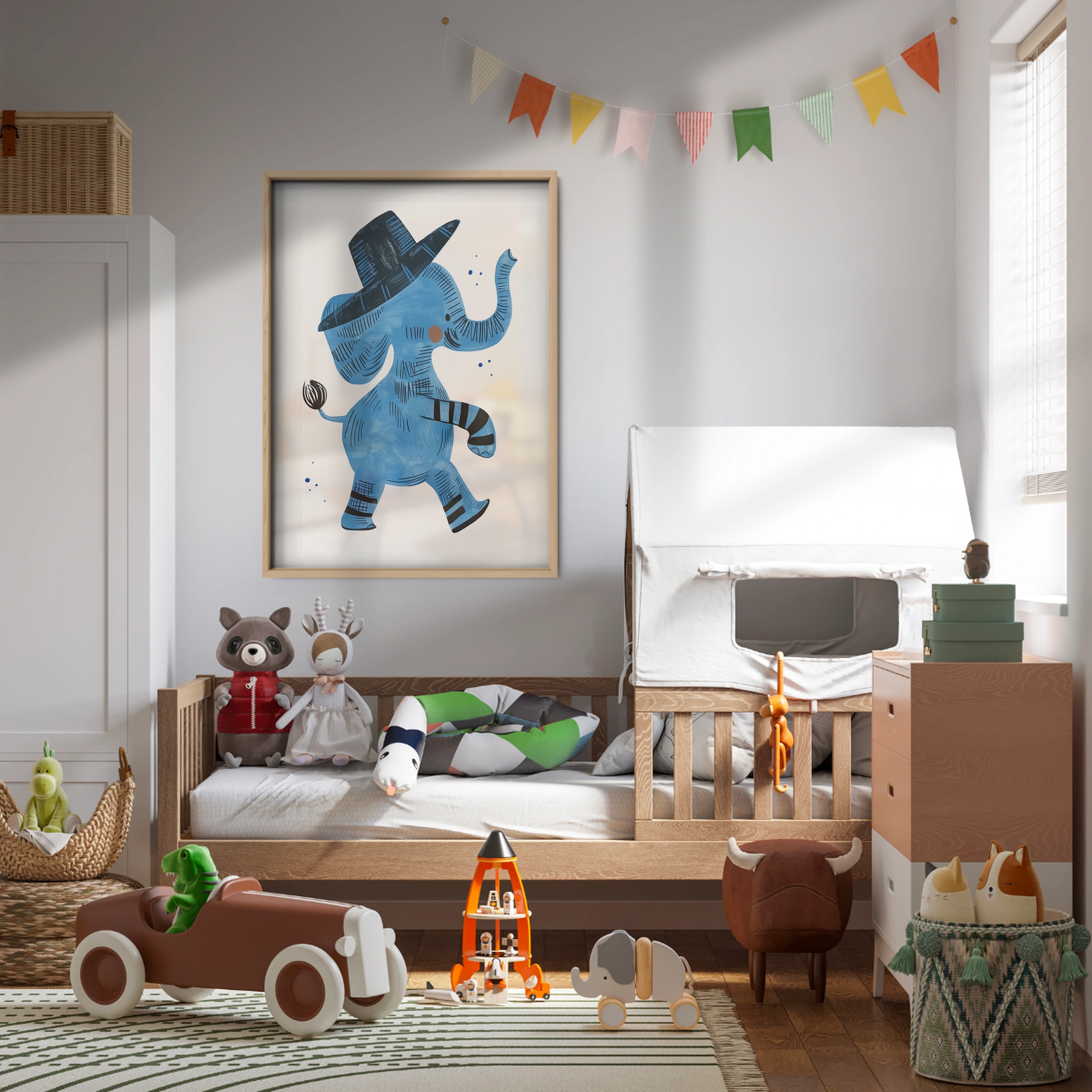 Dancing Elephant Nursery Print