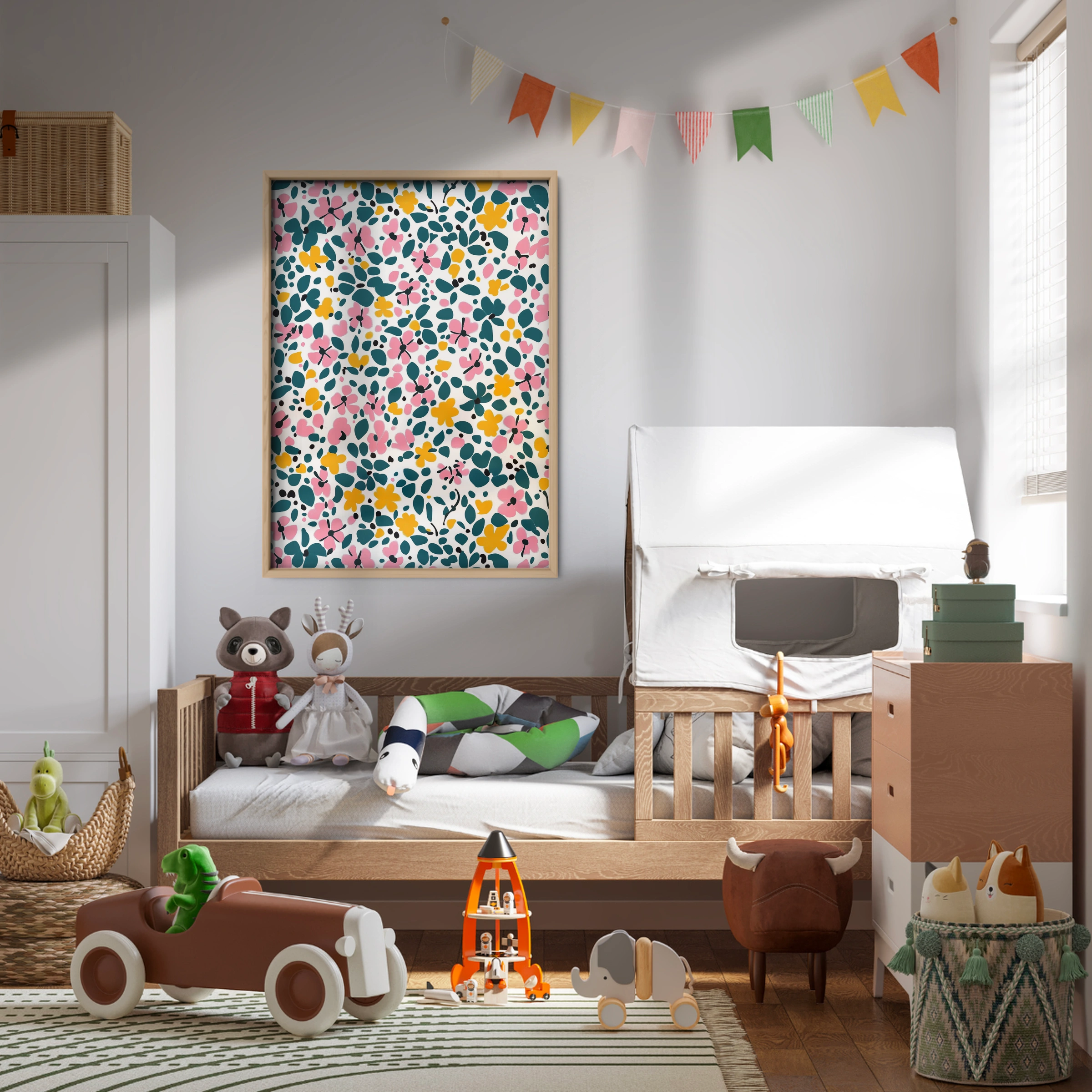 Dark Floral Nursery Print