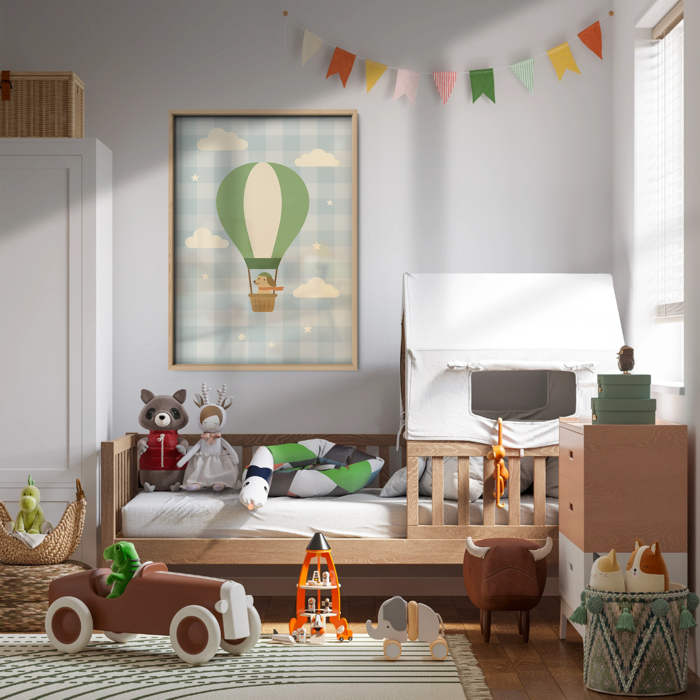 Dog Hot Air Balloon Nursery Print