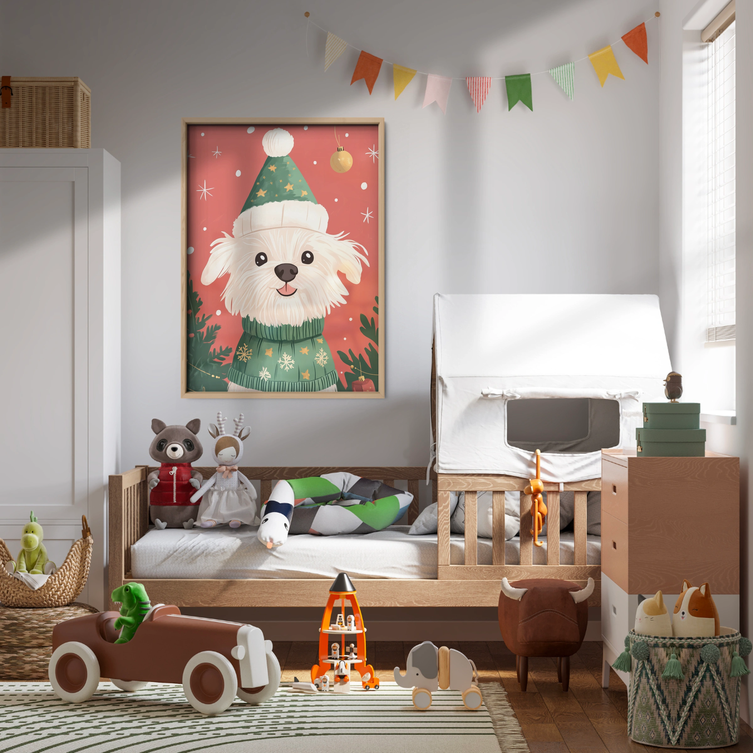 Dog in a Green Sweater Christmas Print
