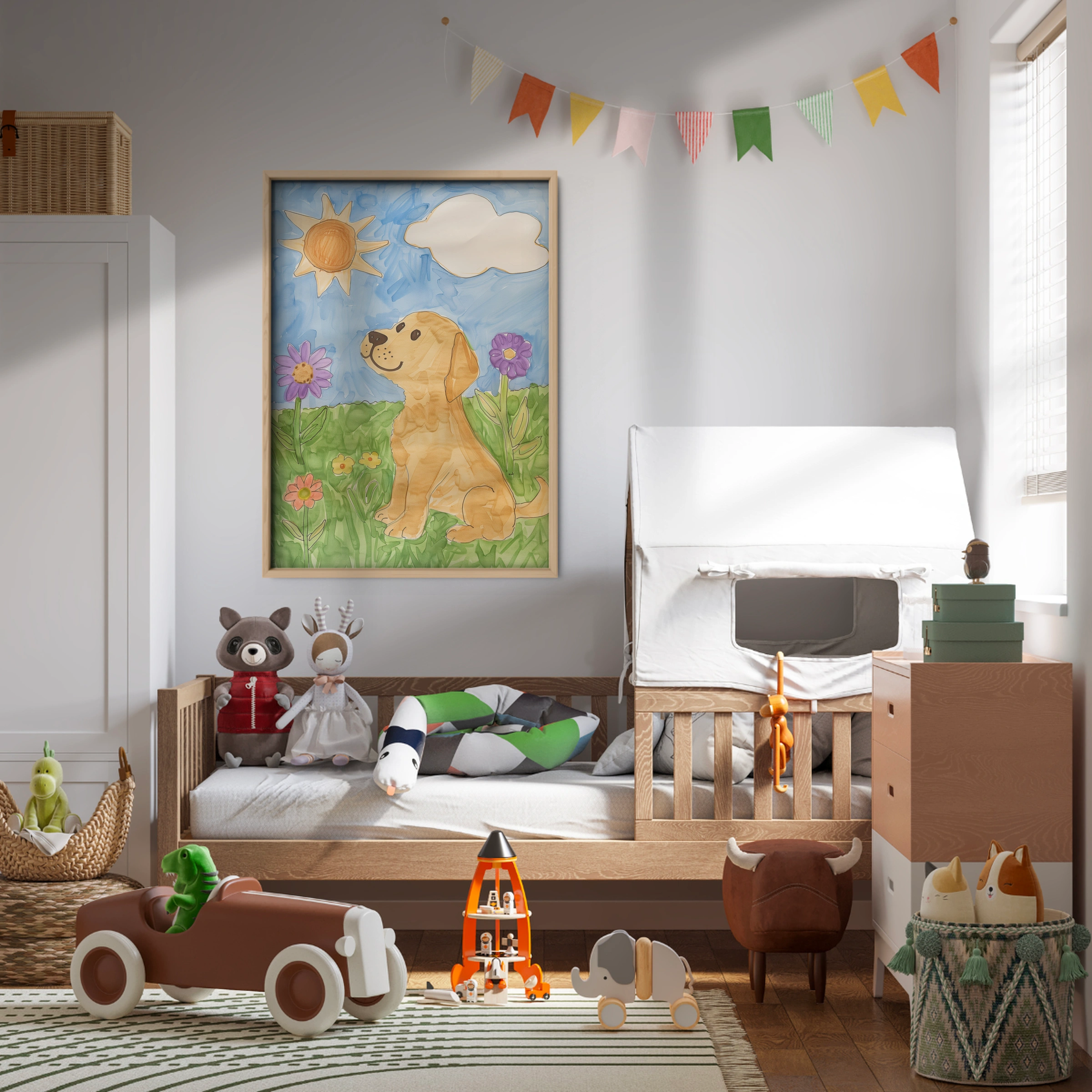 Dog in a Meadow Nursery Print