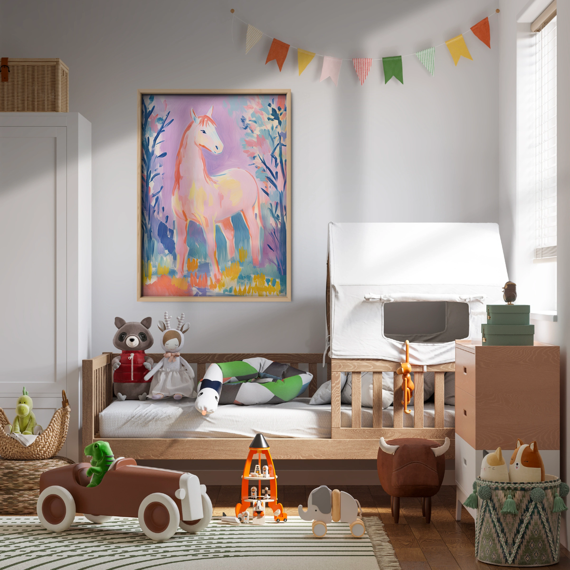 Dreamy Pink Horse Nursery Print