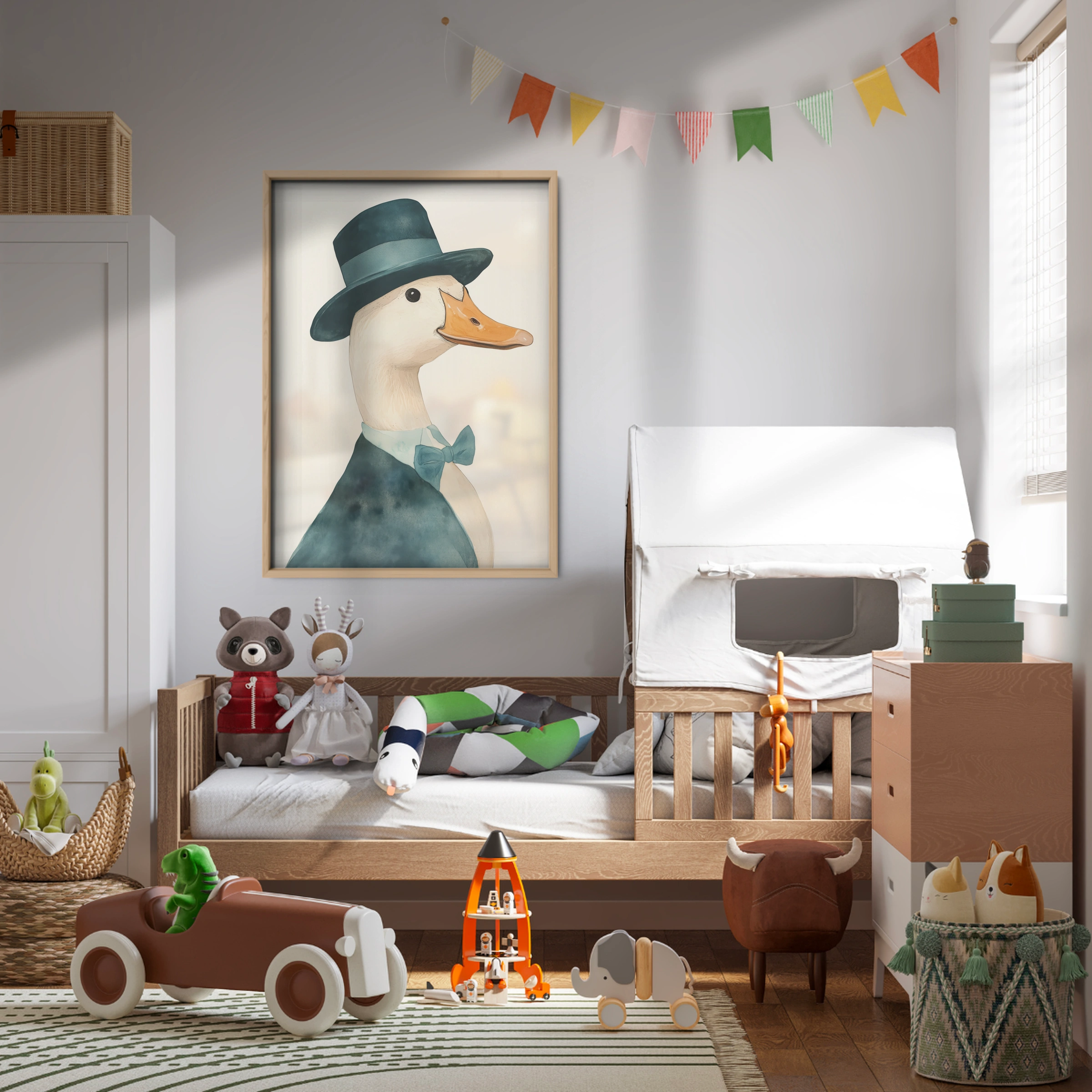 Duck in a Hat and Coat Nursery Print