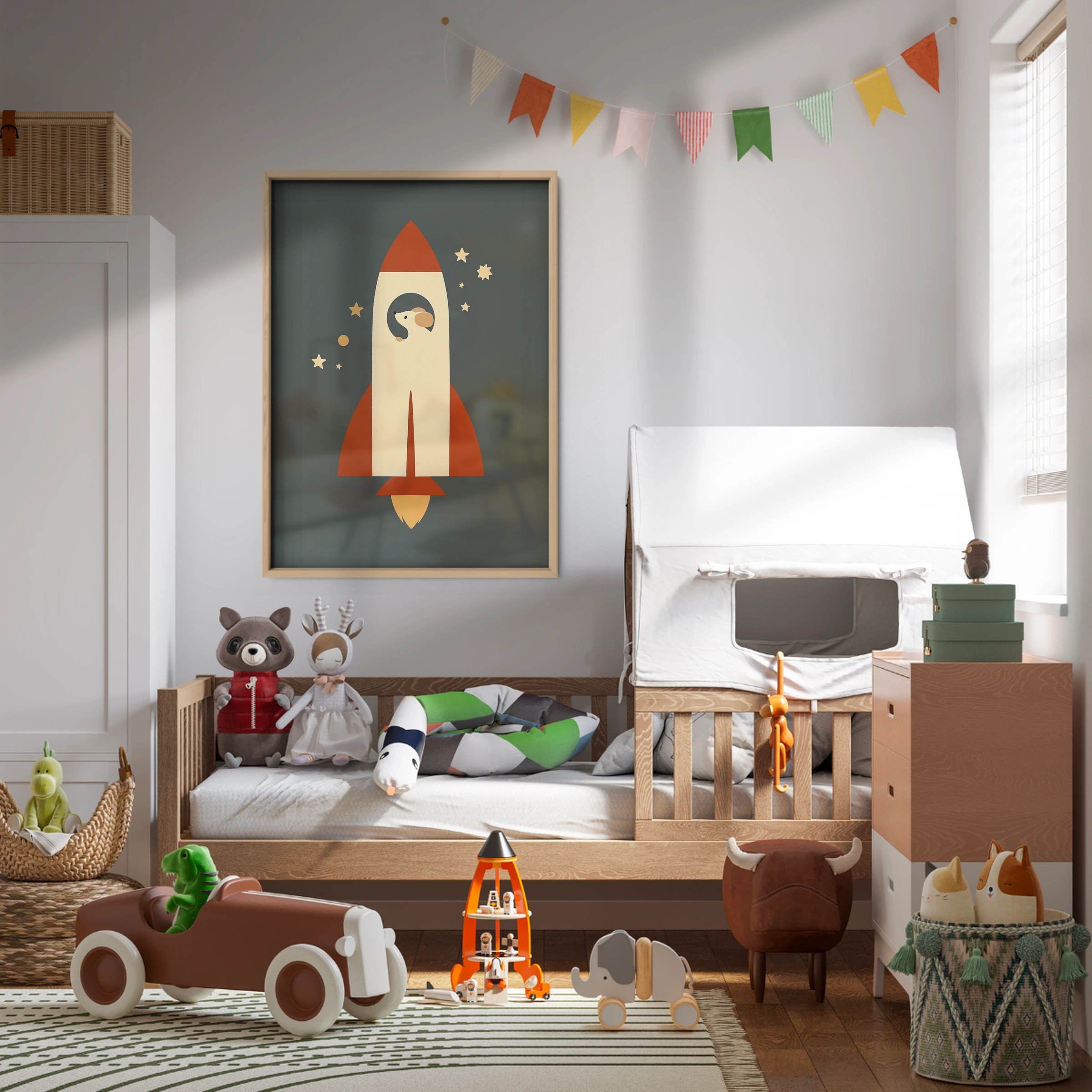 Eagle in a Rocket Nursery Print
