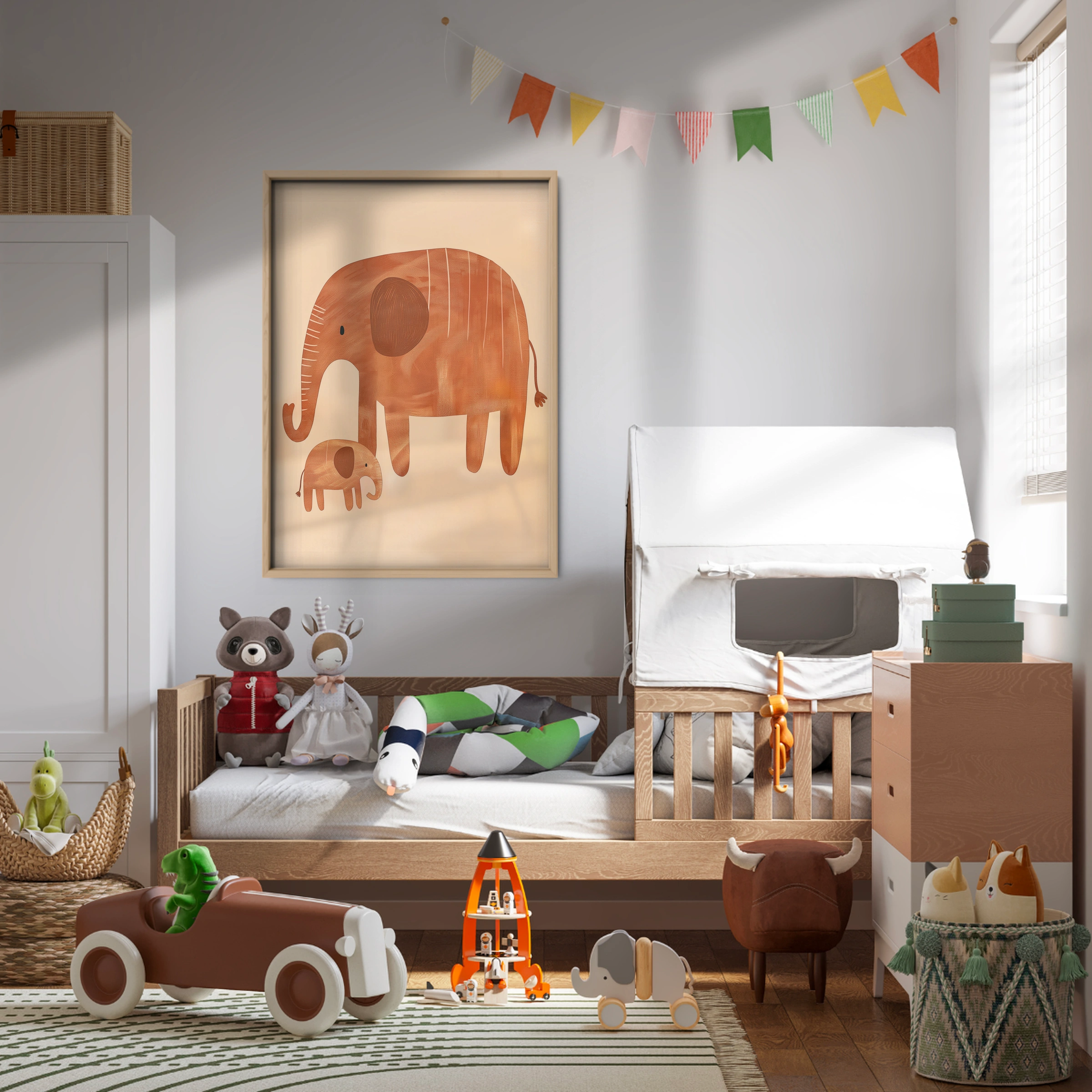 Elephant and Baby Nursery Print