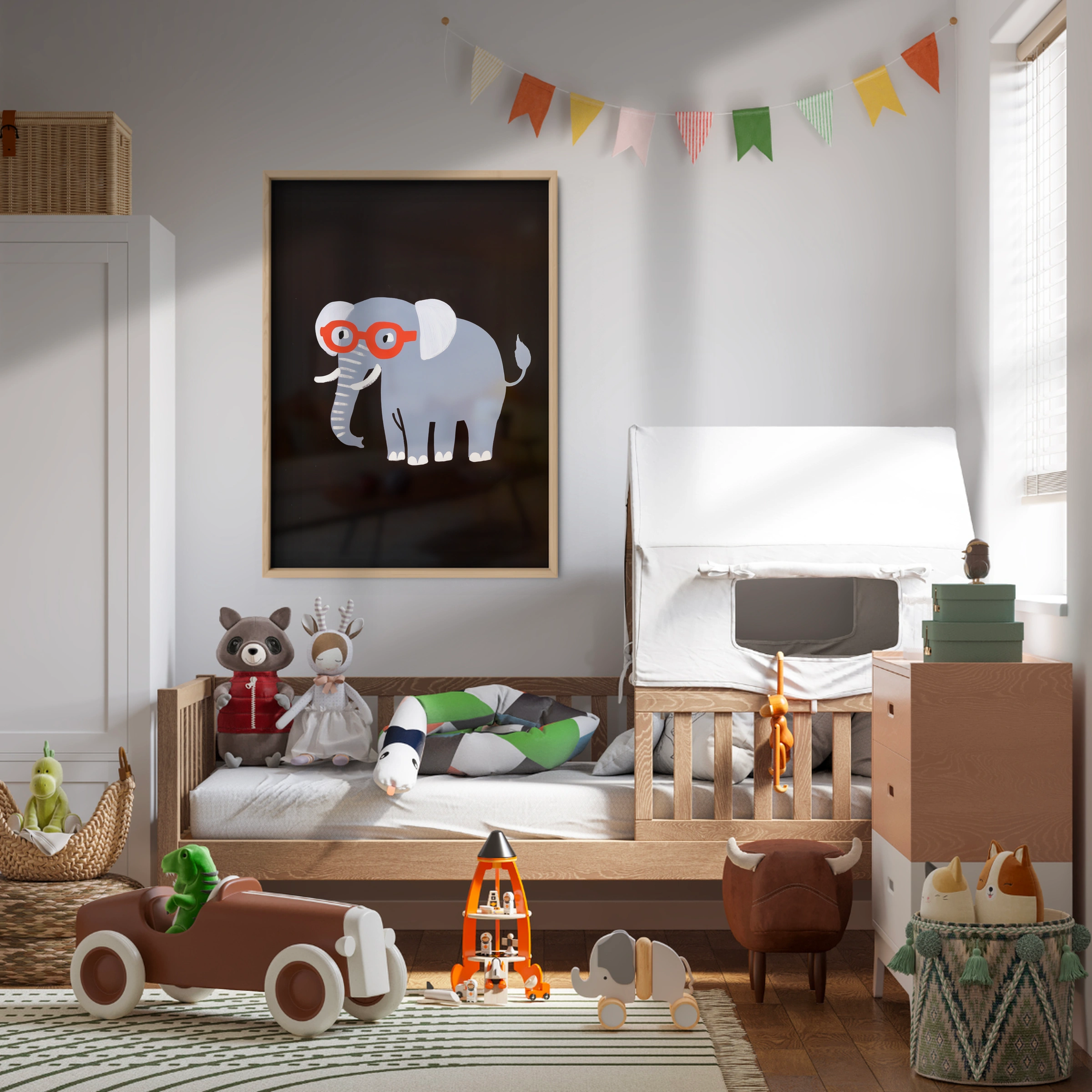 Elephant in Glasses Nursery Print
