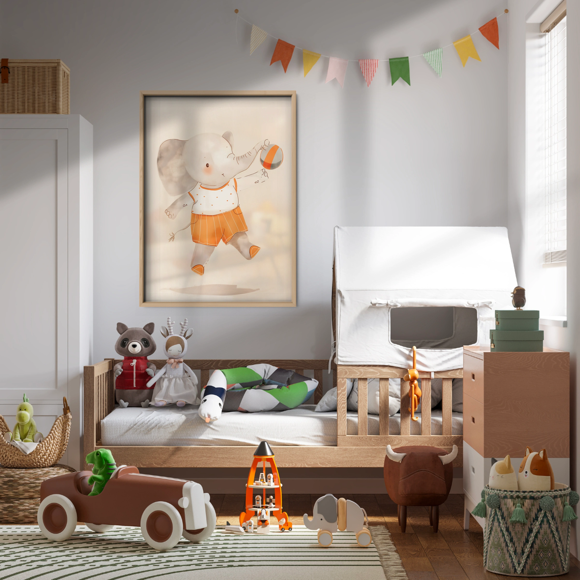 Elephant with a Ball Nursery Print