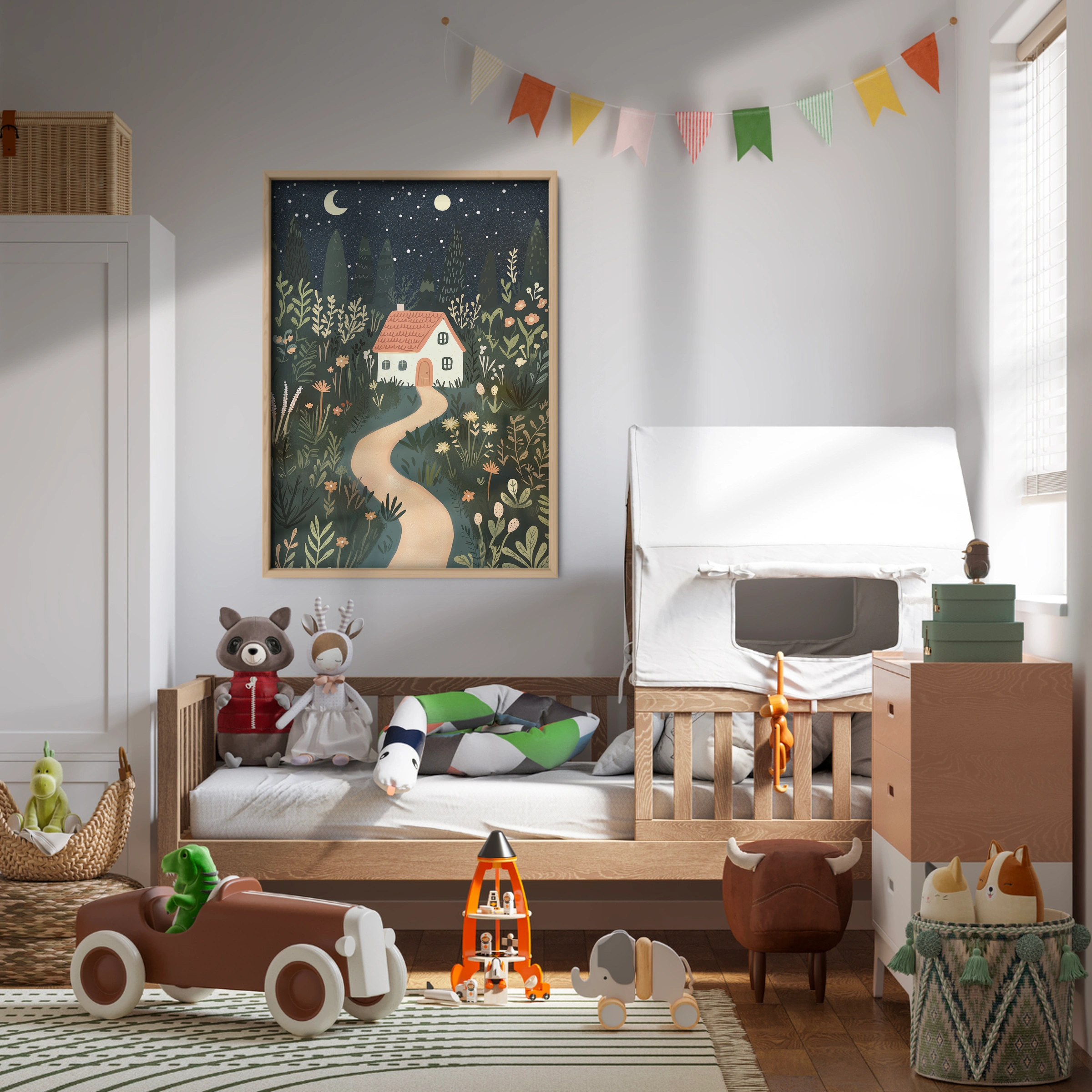 Enchanted Forest Village Nursery Print