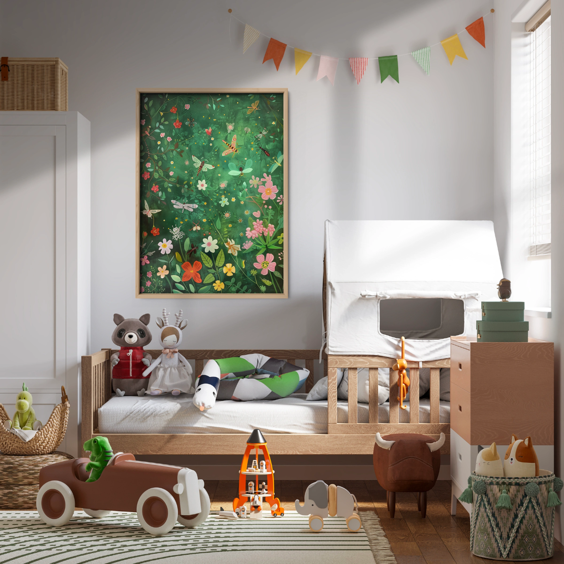 Flower and Butterfly Meadow Nursery Print