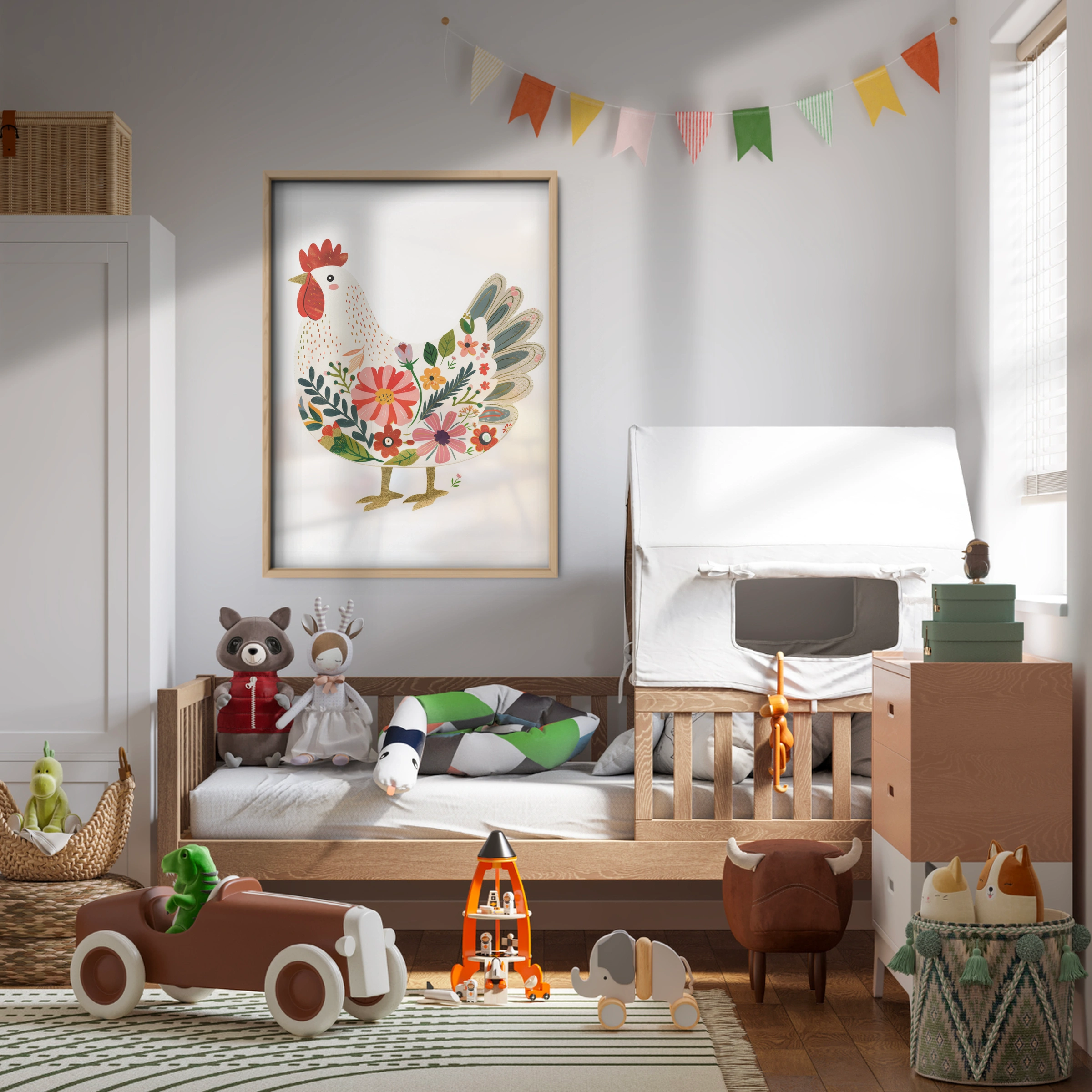 Folk Hen Nursery Print