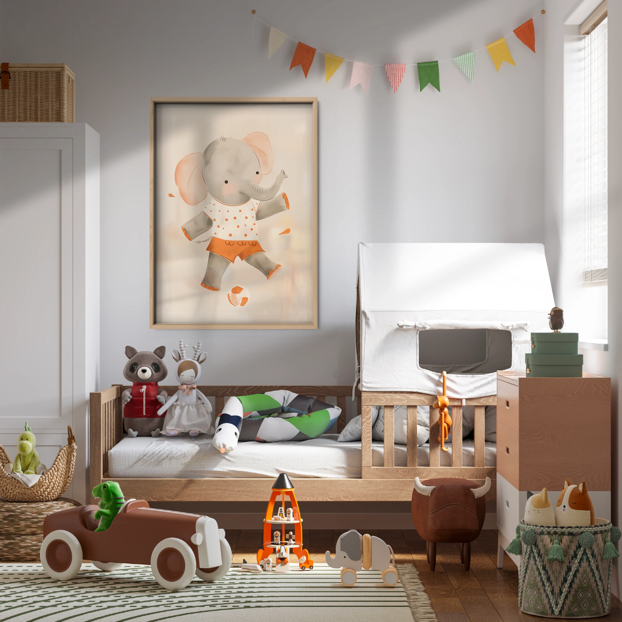 Football Elephant Nursery Print