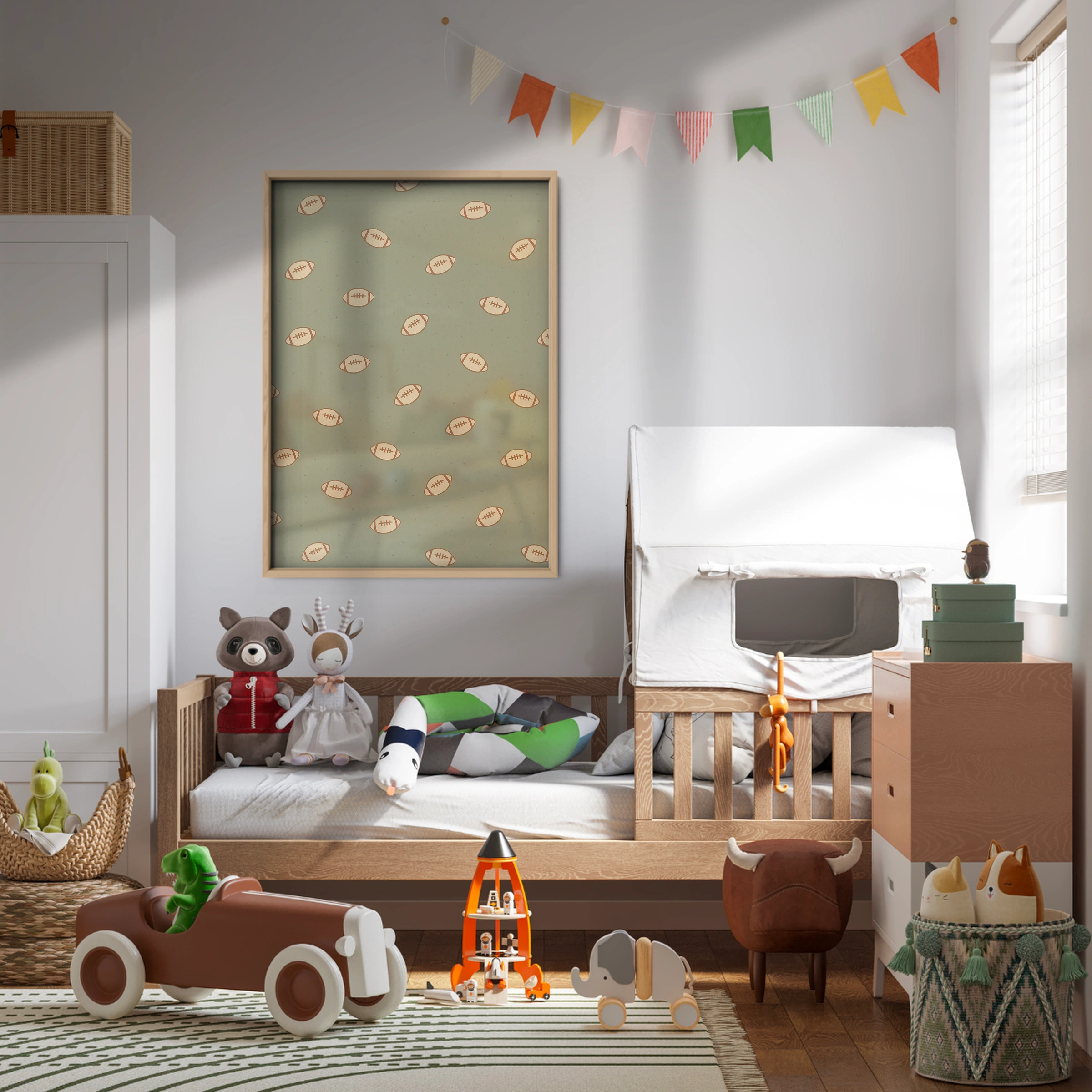 Footballs Pattern Nursery Print