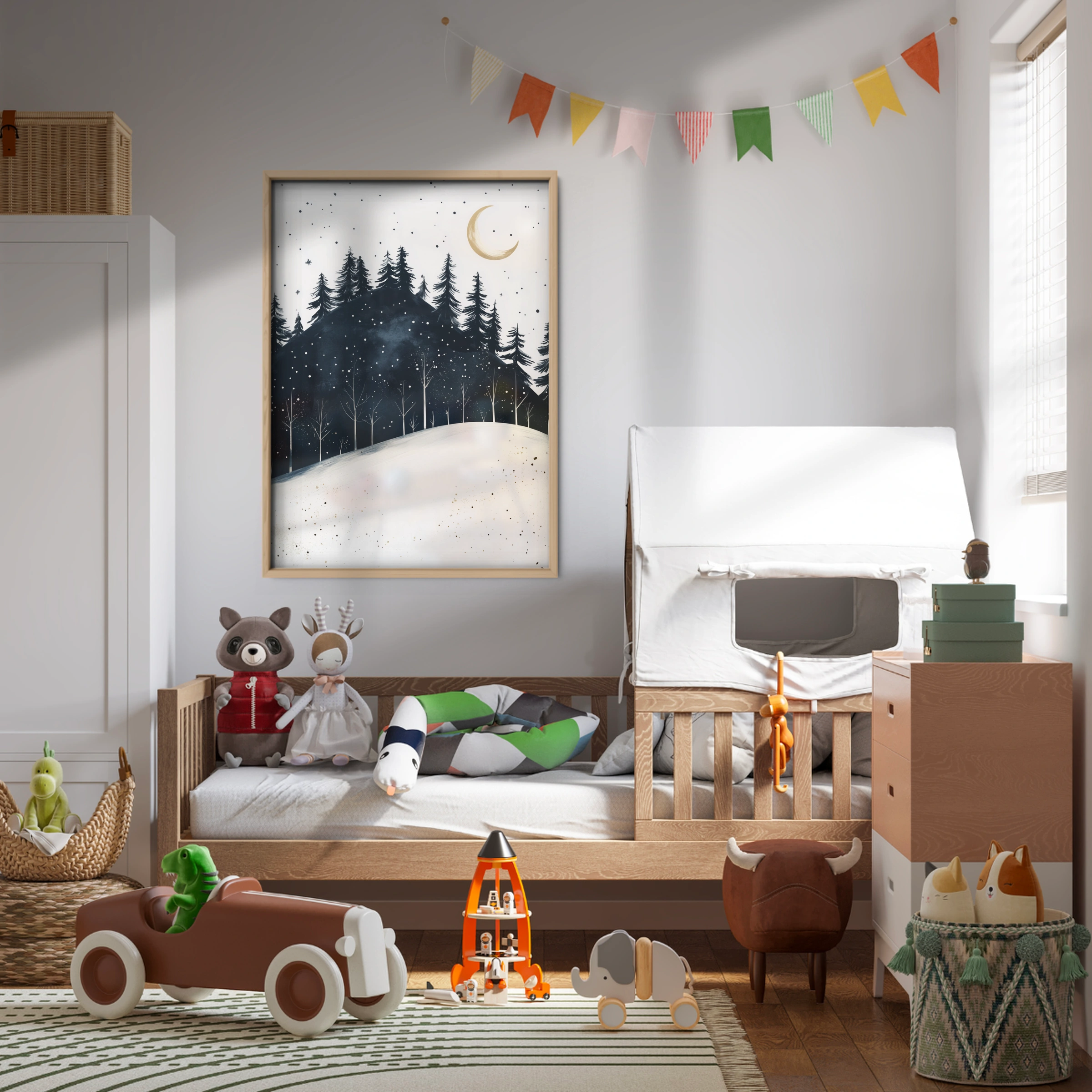 Forest at Night Christmas Print