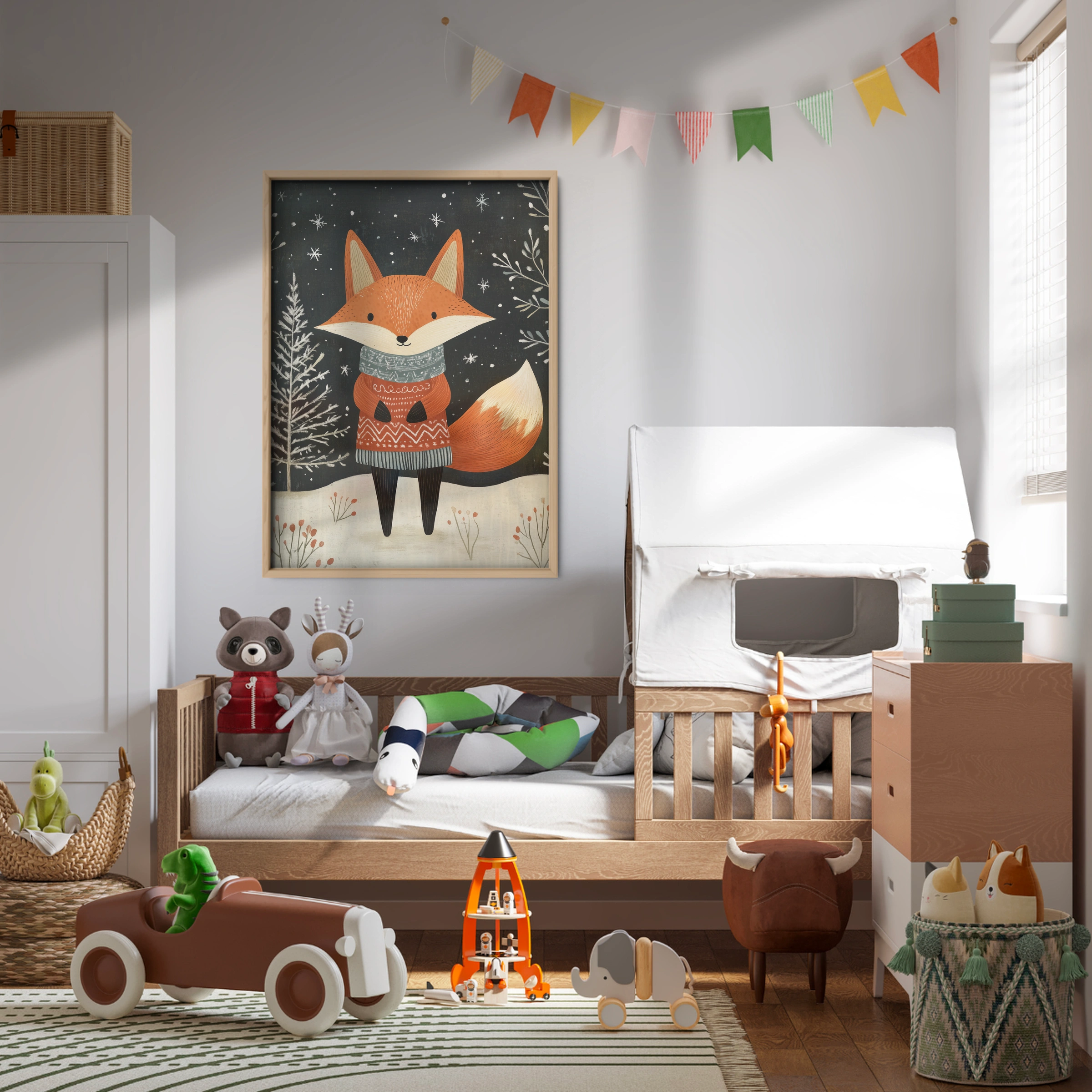 Fox in a Sweater Christmas Print