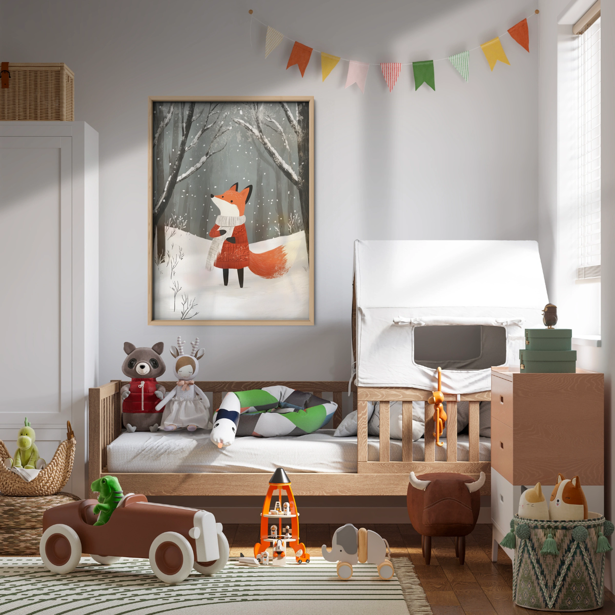 Fox in the Winter Forest Christmas Print
