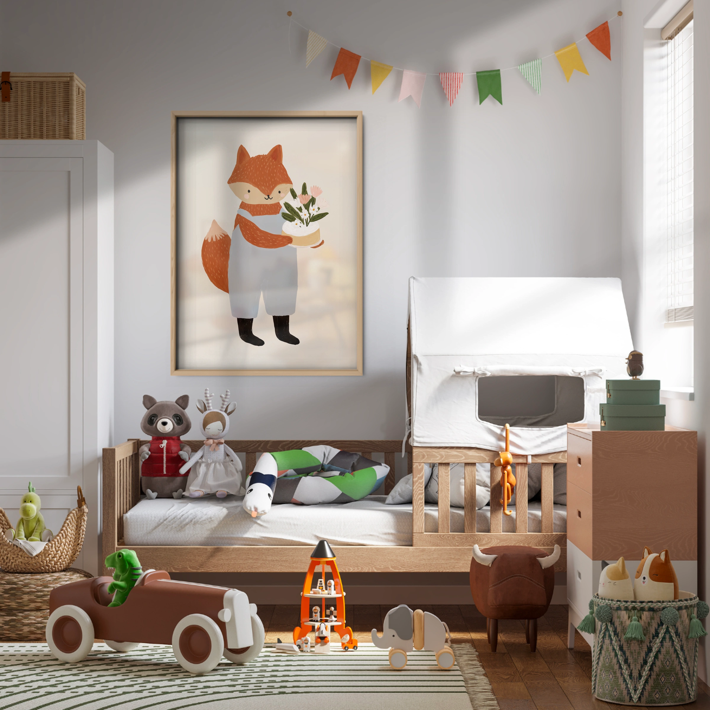 Foxes in Love Nursery Print