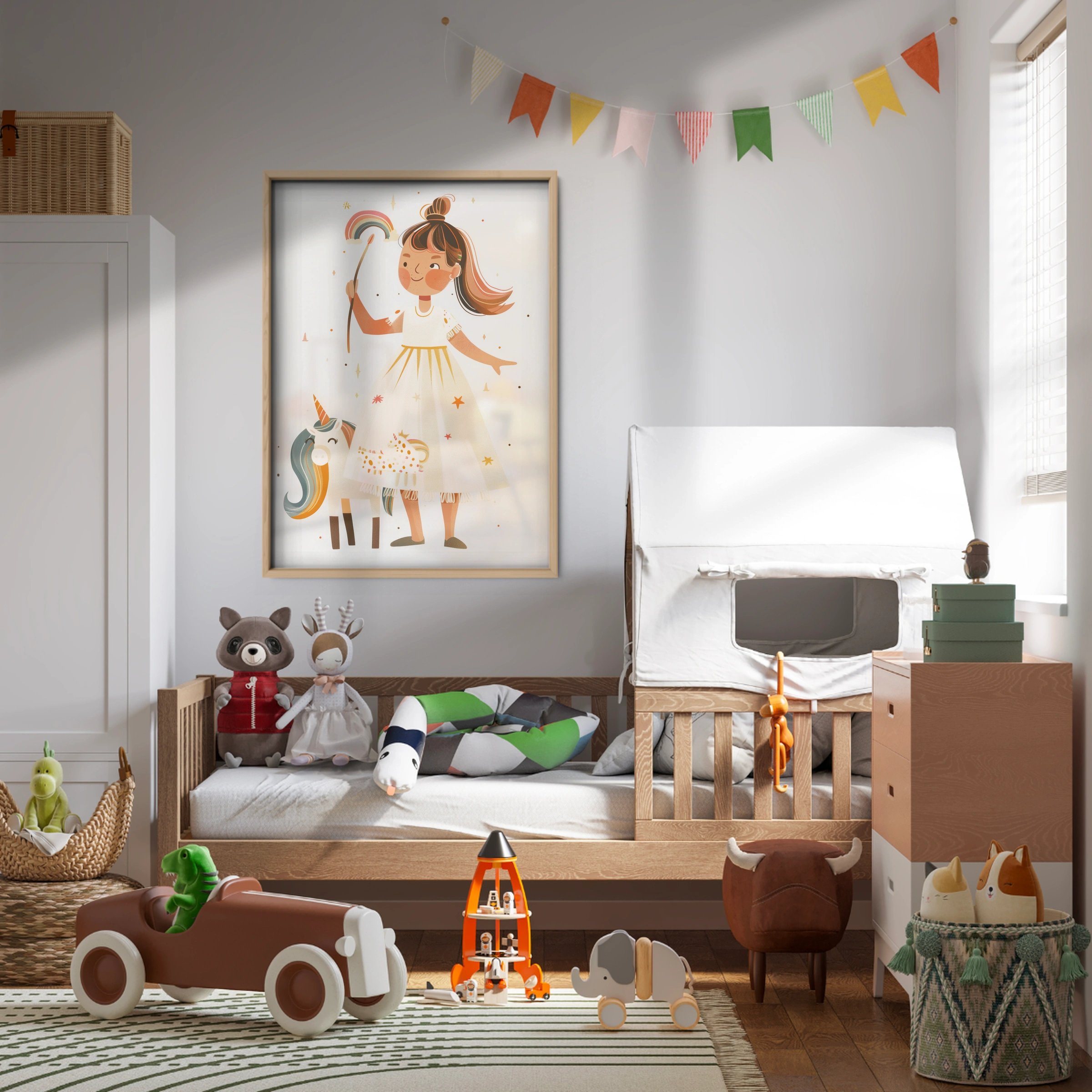 Girl and Her Unicorn Nursery Print