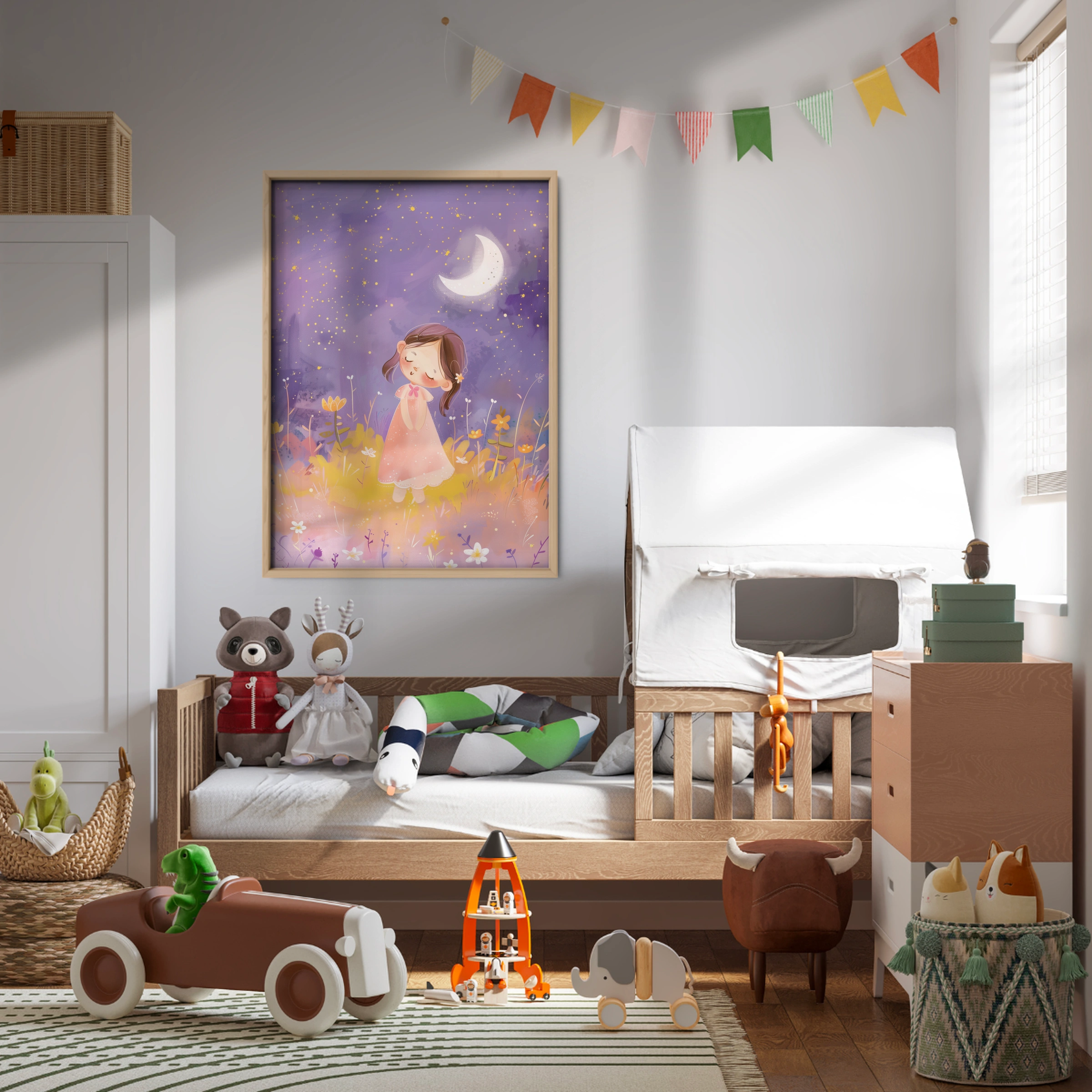 Girl in a Meadow Nursery Print