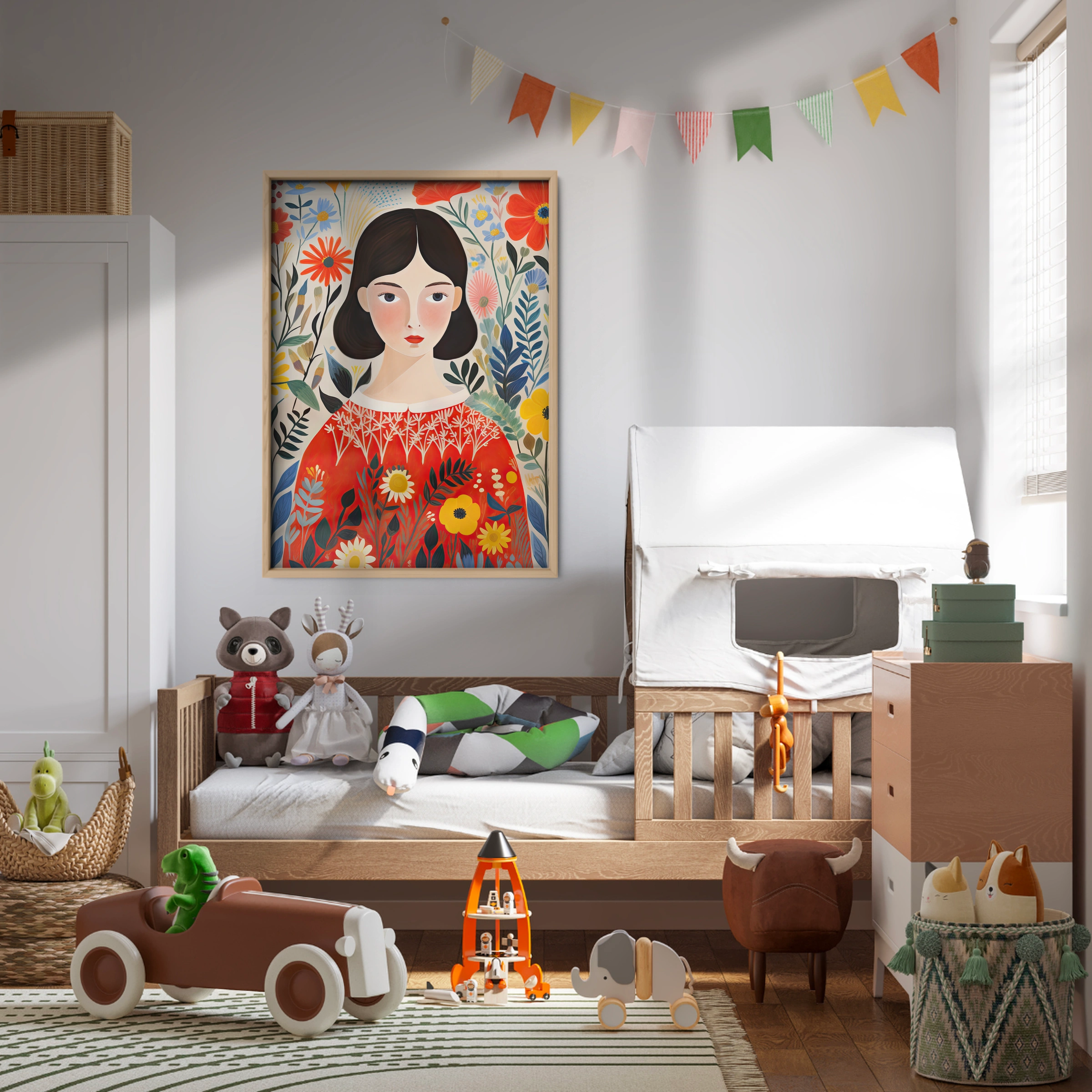 Girl in a Red Jumper Nursery Print
