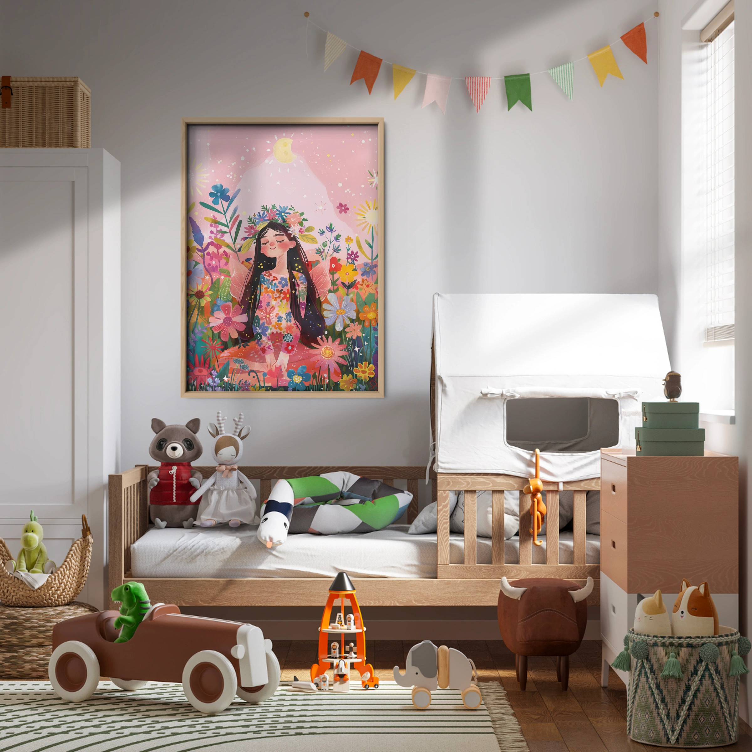 Girl in Wildflowers Nursery Print