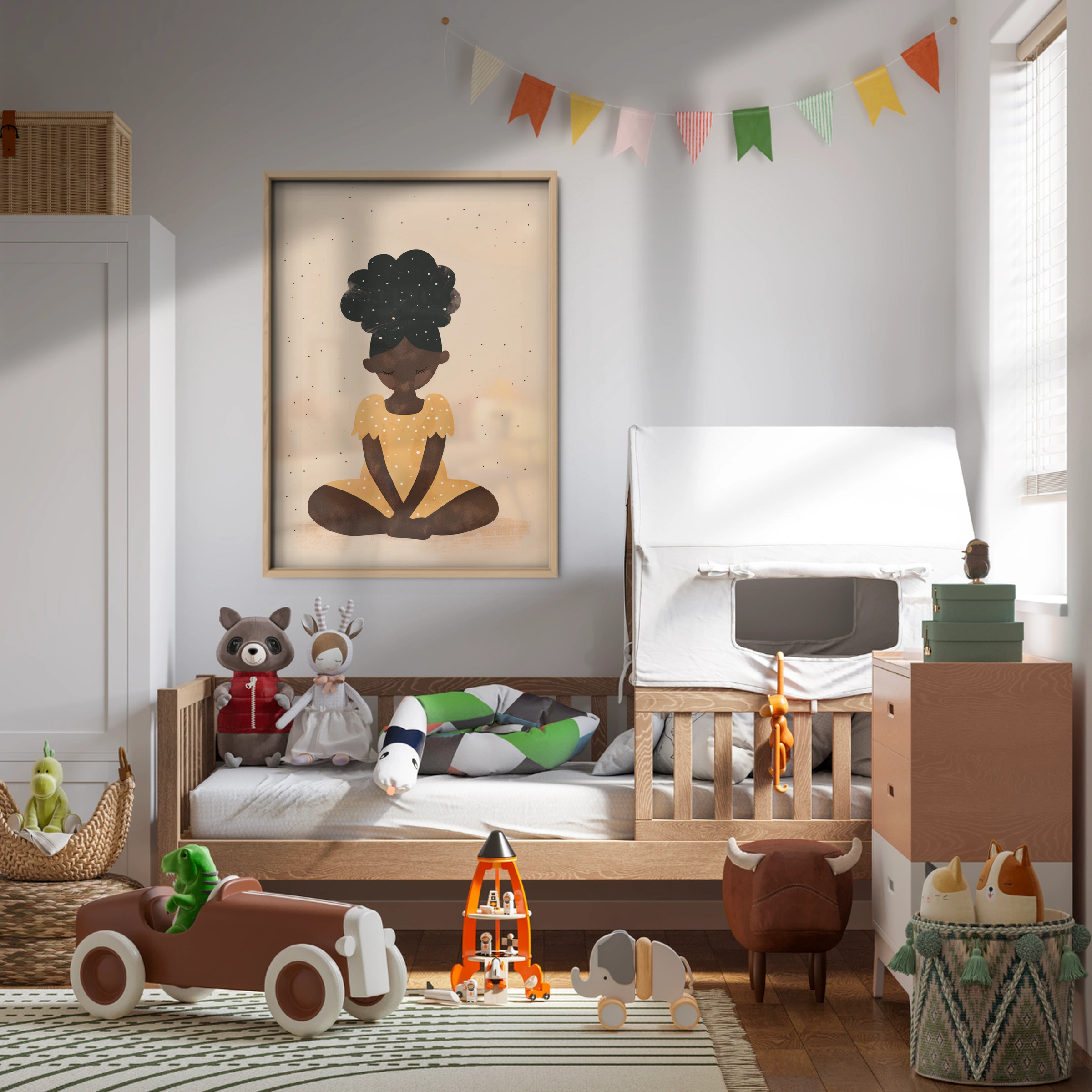 Girl Meditating Nursery Print