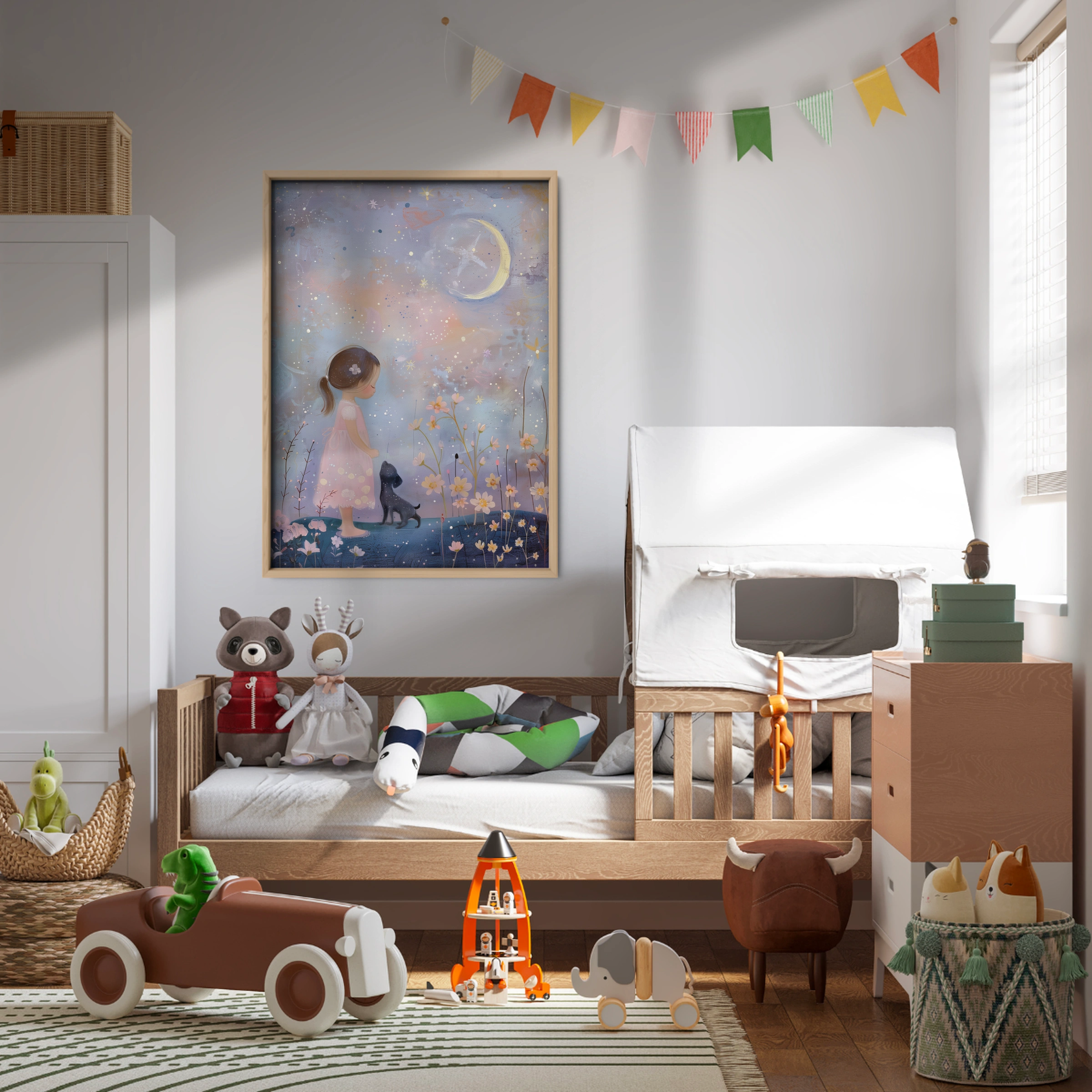 Girl Under the Moon Nursery Print