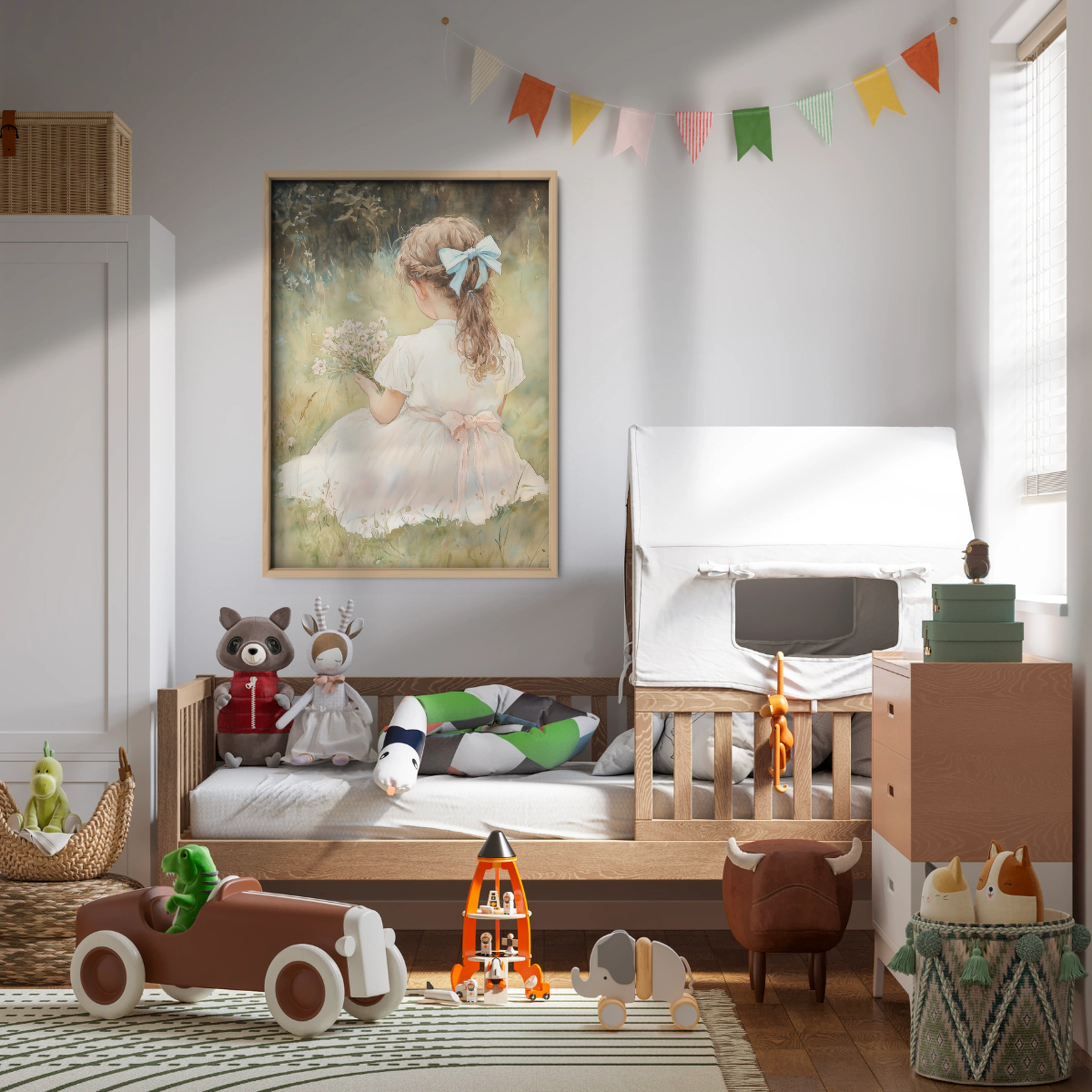 Girl with a Blue Bow Nursery Print