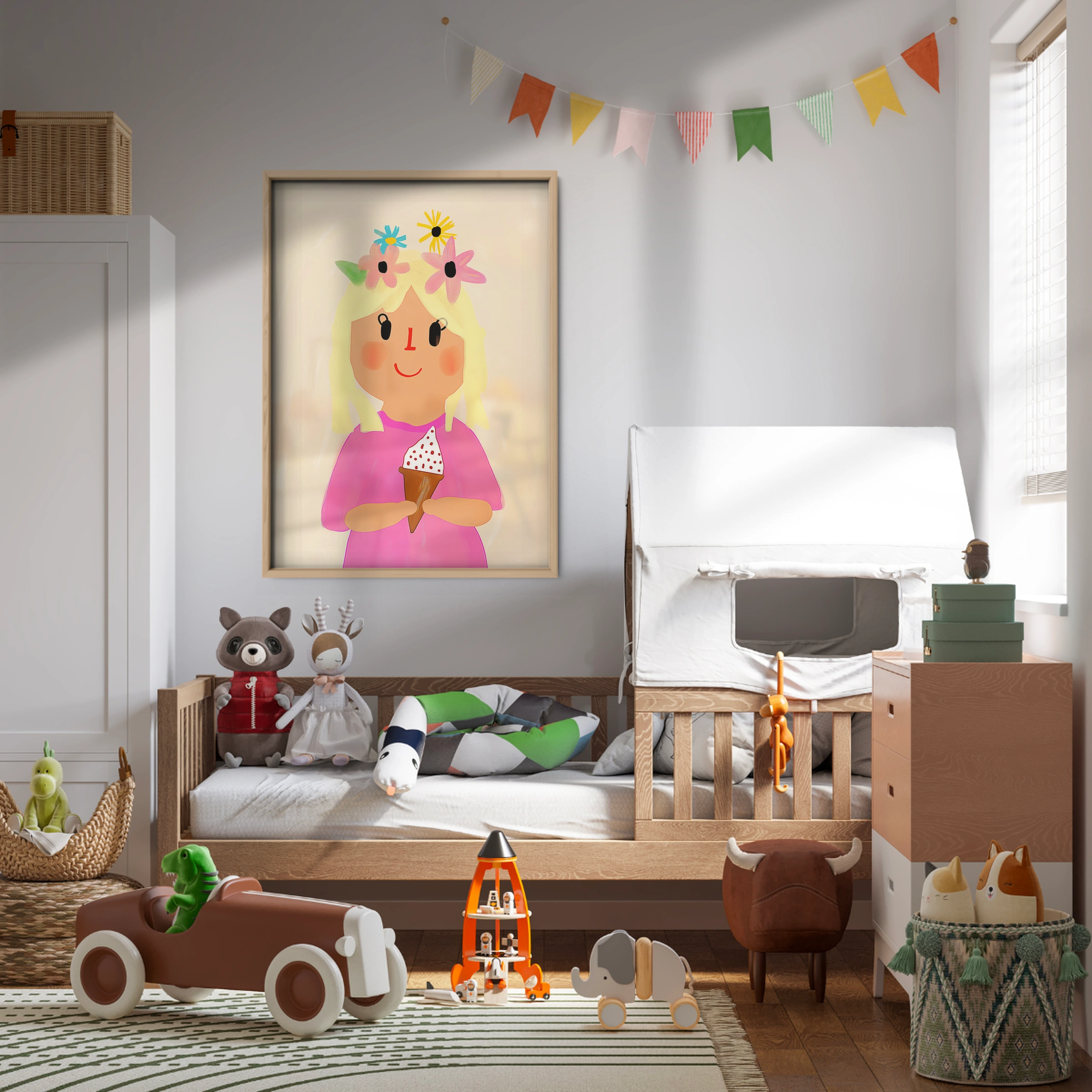 Girl with an Ice Cream Nursery Print