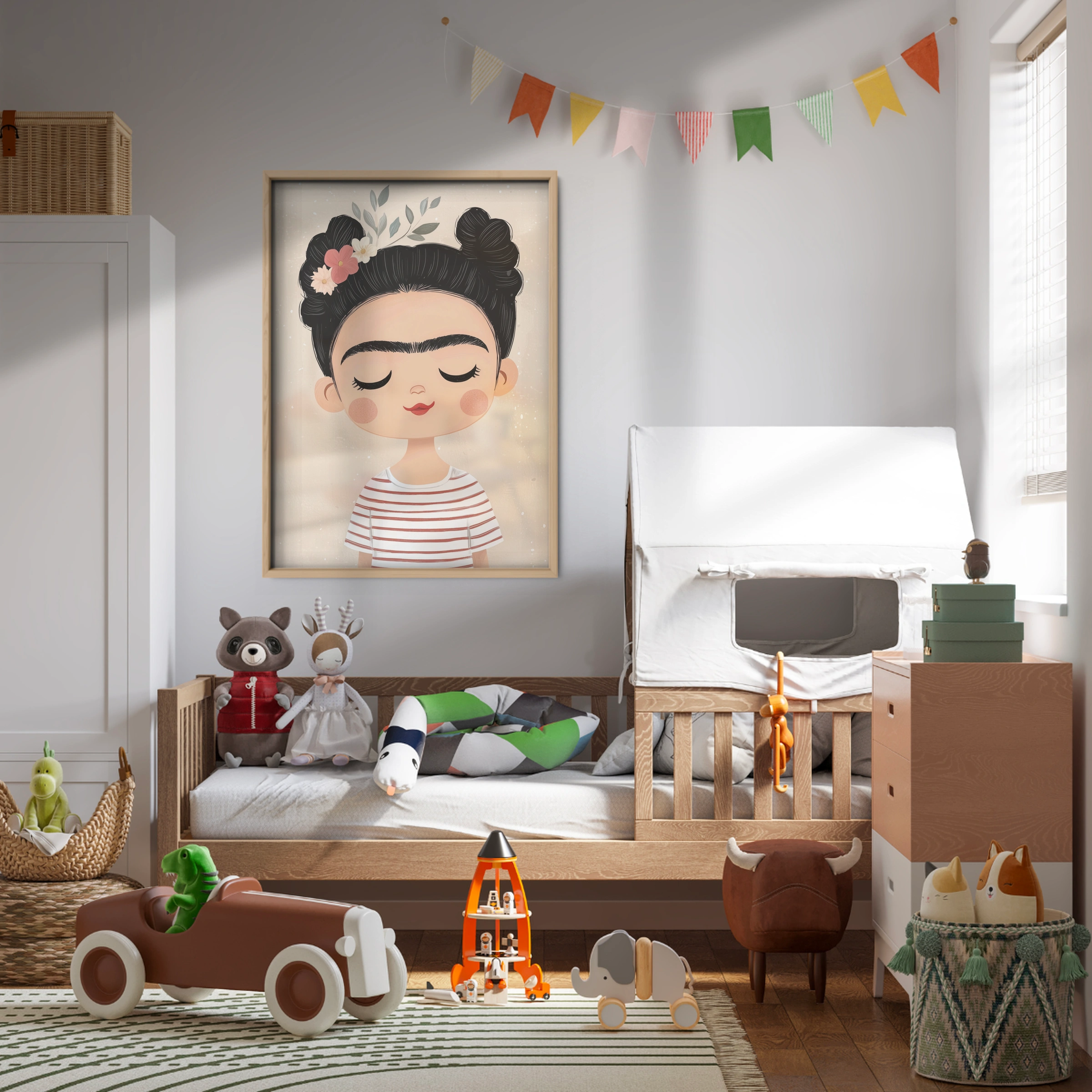 Girl with Flowers Nursery Print