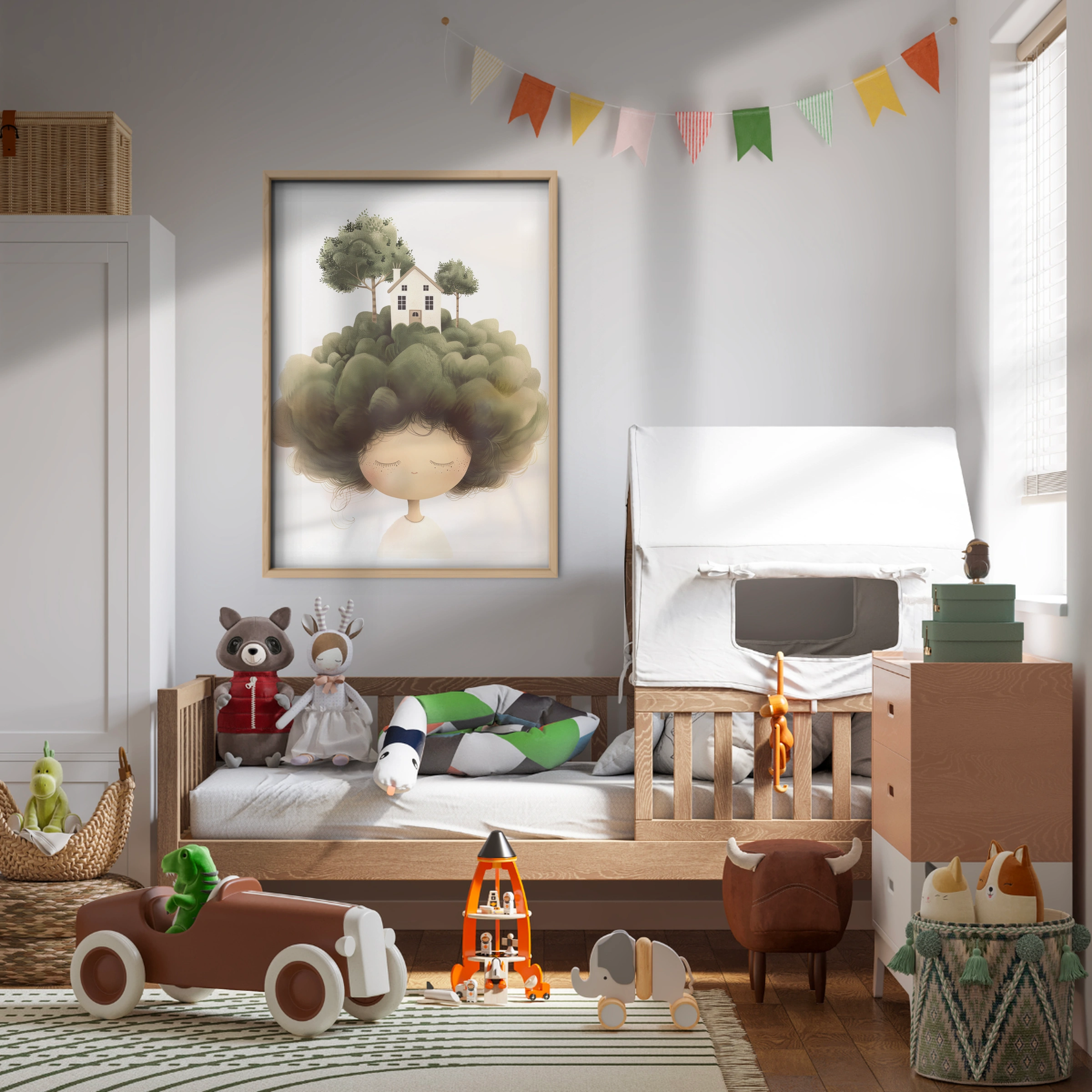 Girl with Tree Hair Nursery Print
