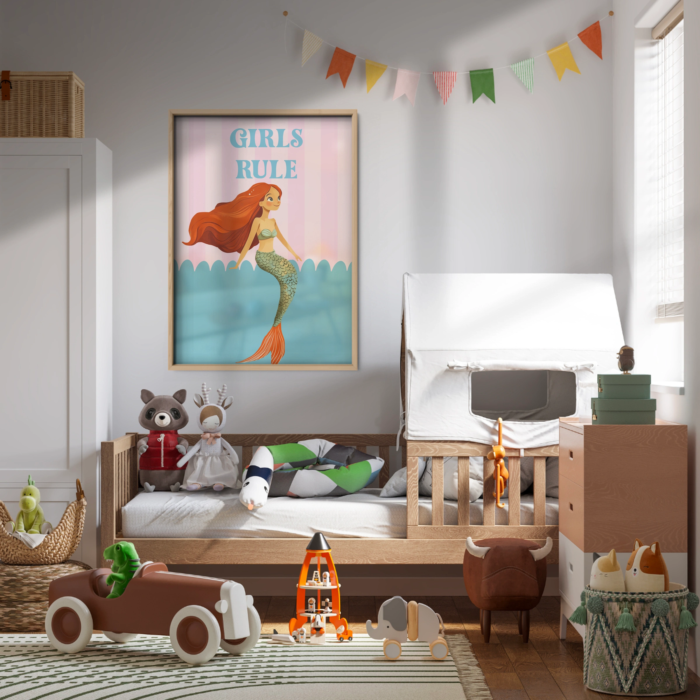 Girls Rule Mermaid Nursery Print