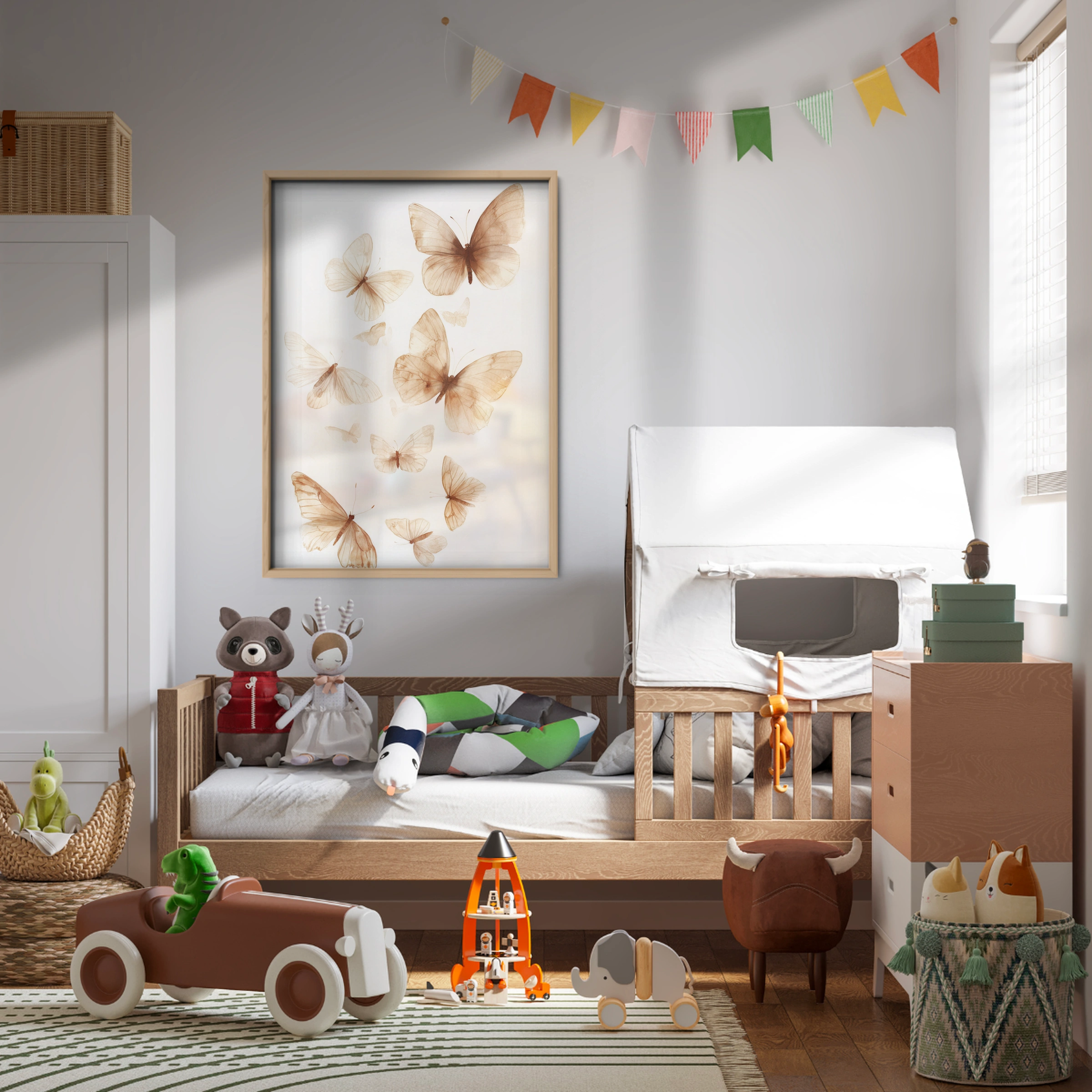 Golden Butterflies Nursery Print