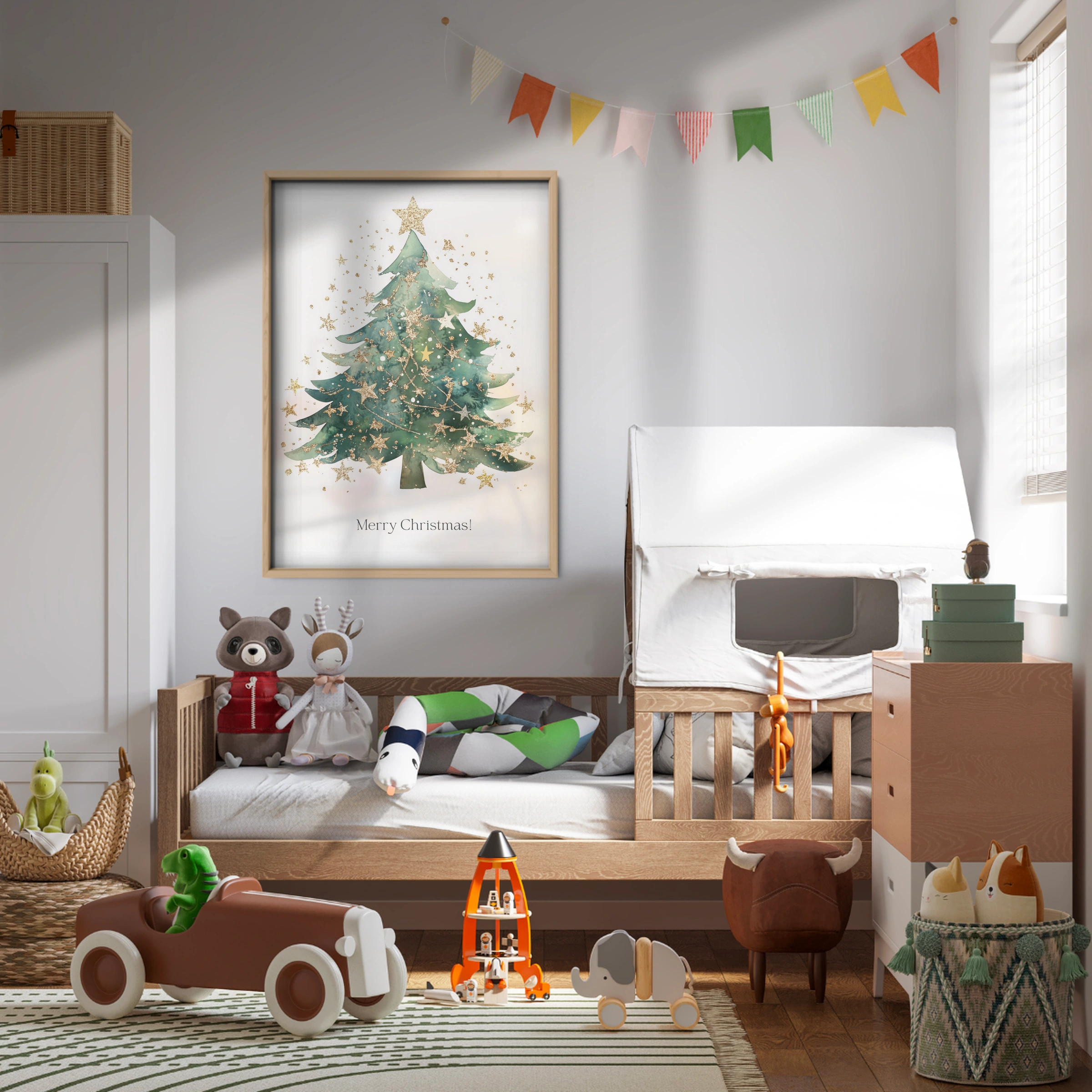 Golden Christmas Tree Print