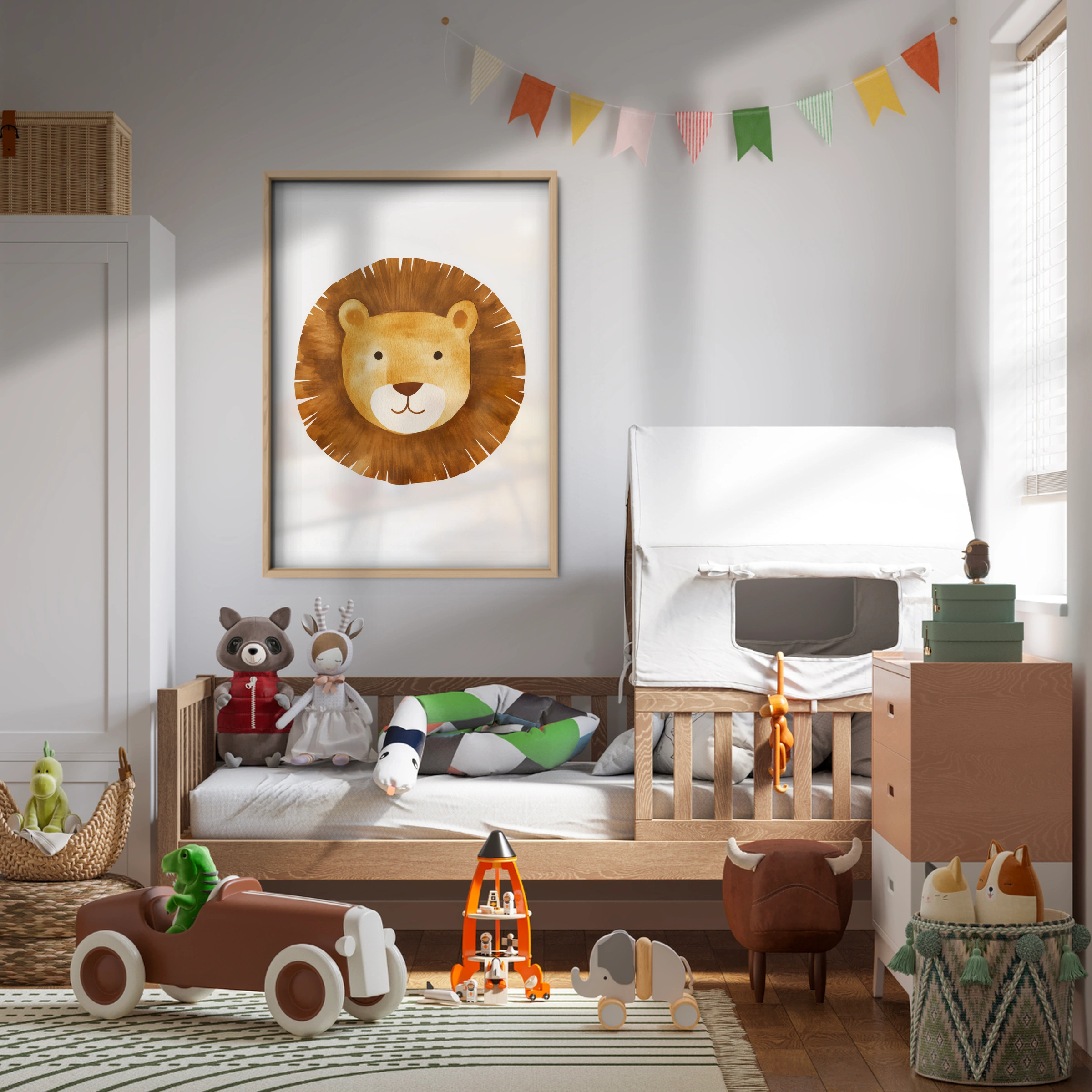 Golden Lion Face Nursery Print