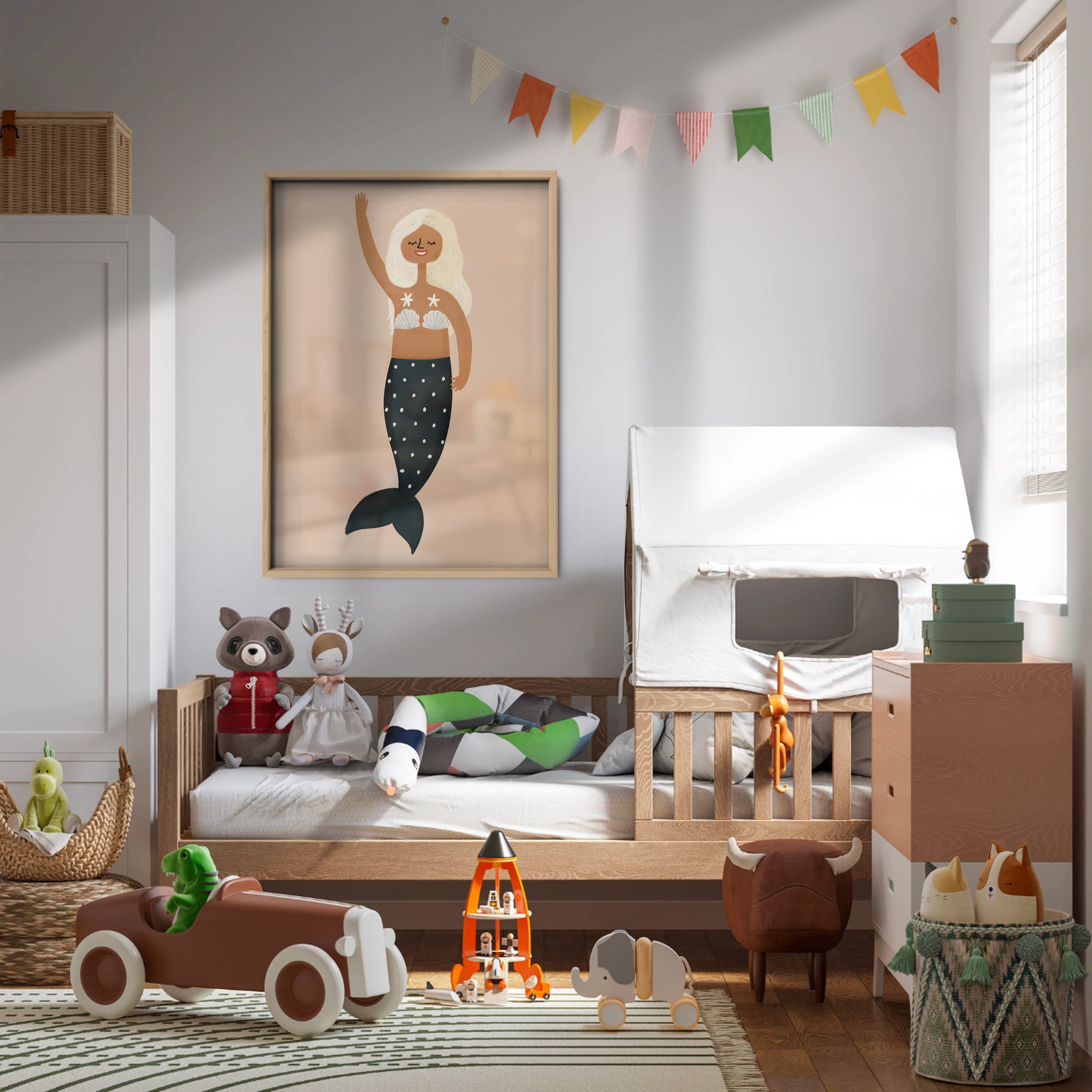 Golden Mermaid Nursery Print