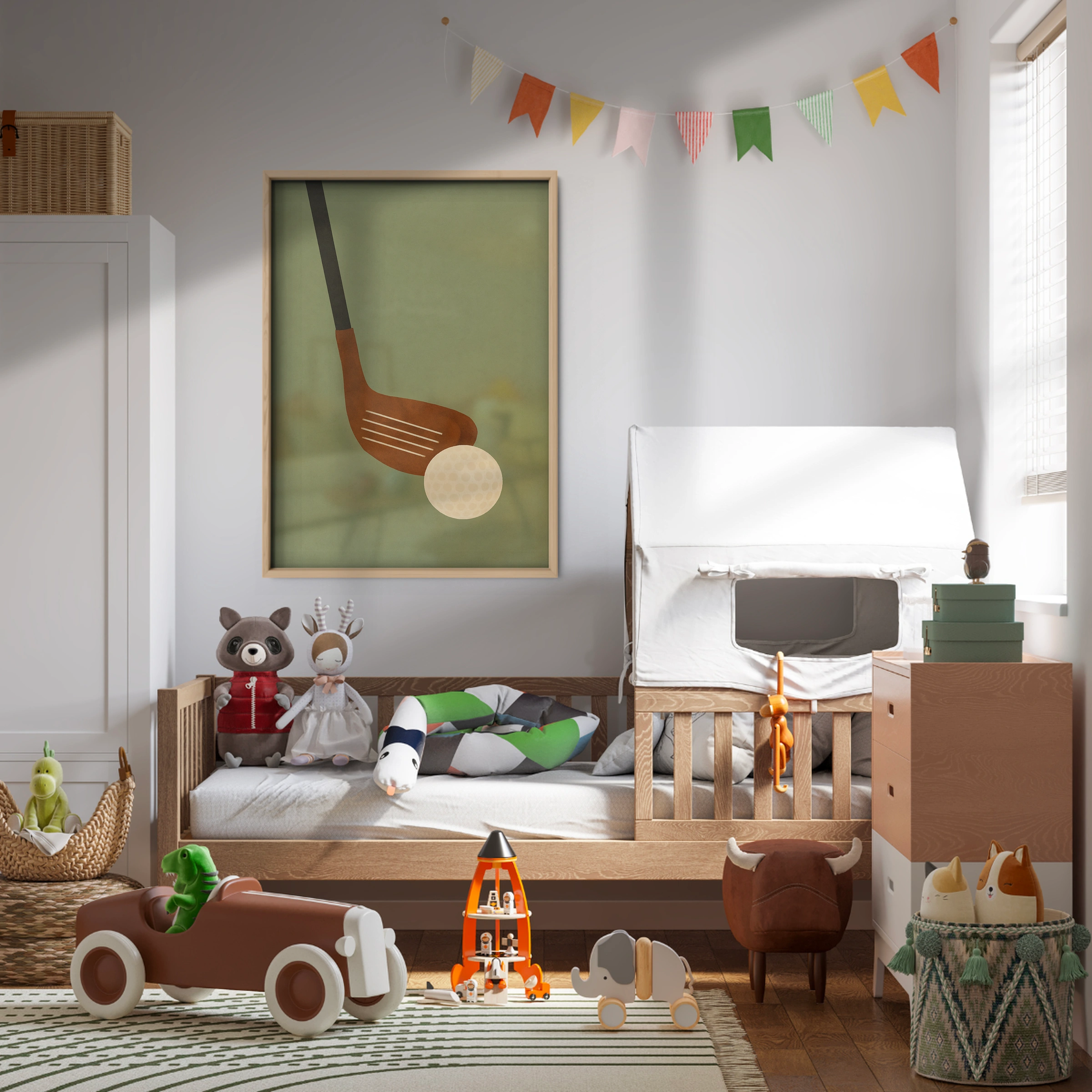 Golf Club and Ball Three Nursery Print - kids room wall art print