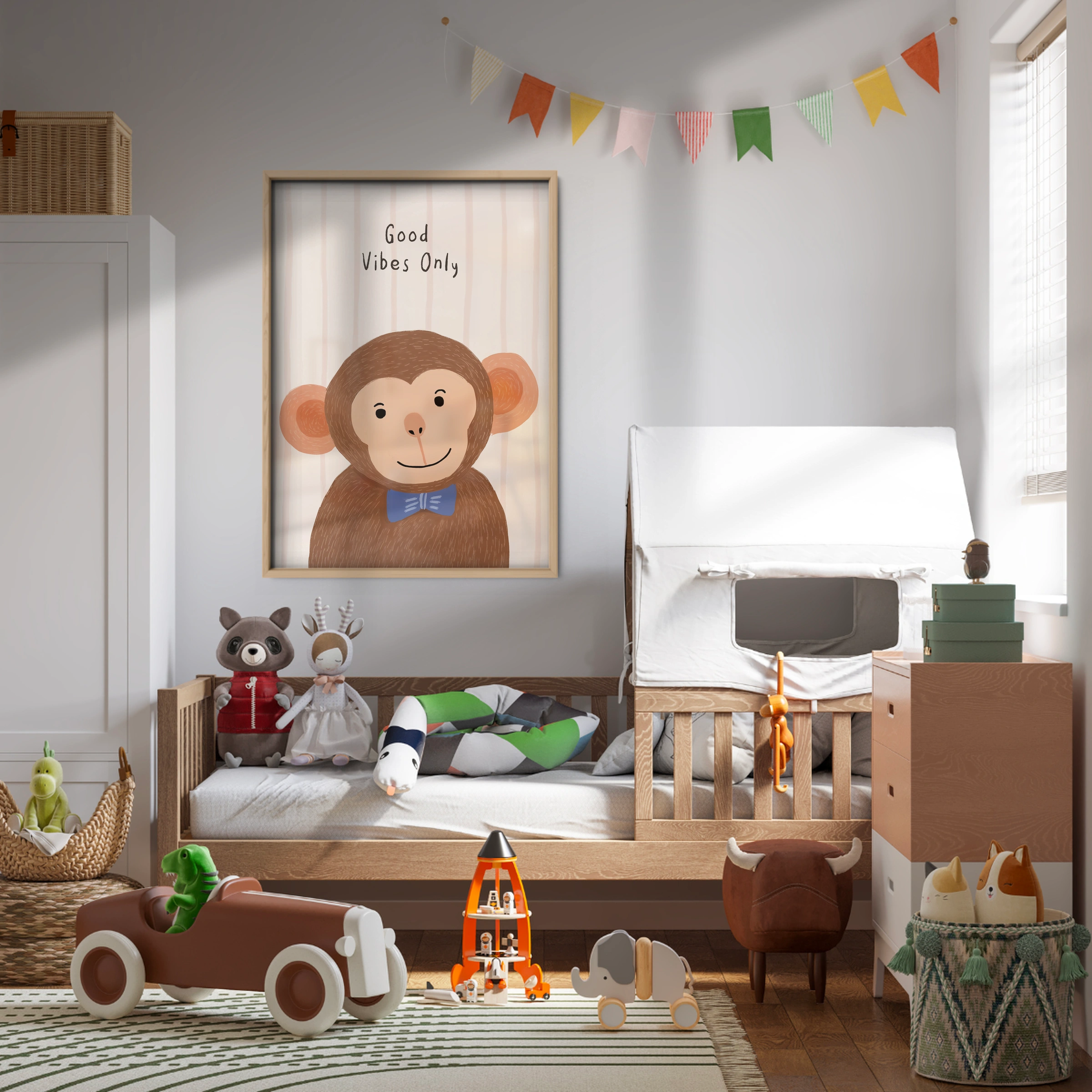 Good Vibes Only Monkey Nursery Print