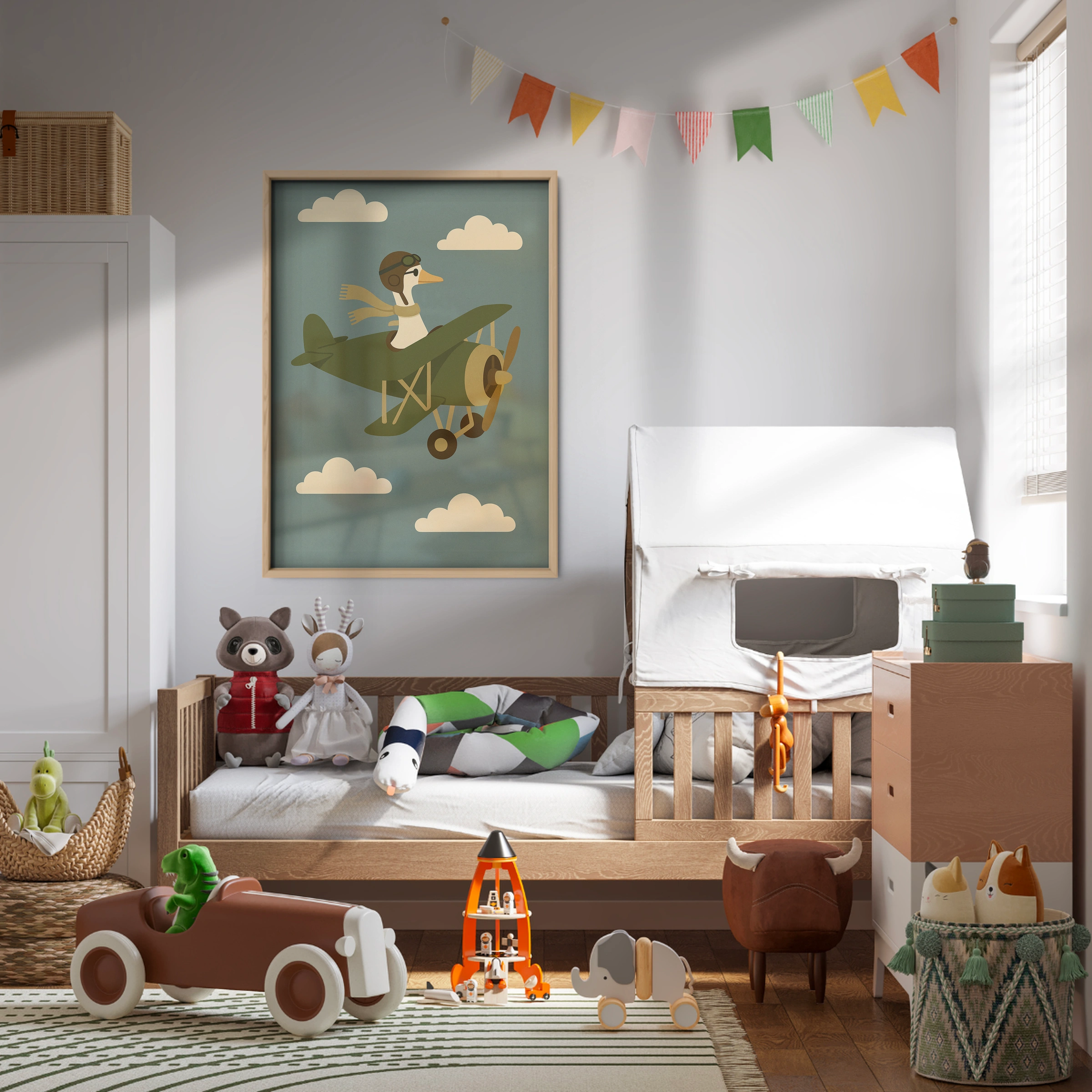Goose in a Plane Nursery Print